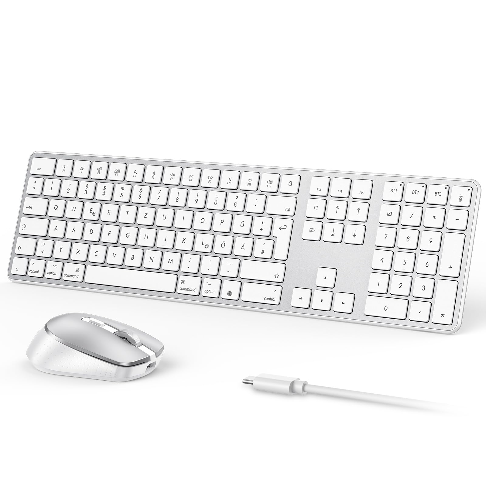 OMOTON Mac Tastatur Maus Set Kabellose für MacBook Air/Pro/iMac/iMac Pro/Mac mini, Bluetooth Funktastatur QWERTZ mit Maus Wiederaufladbar, Multi-Gerät, Ergonomisch, Leises Tippen, DE Layout Angebot bei HelloDeals