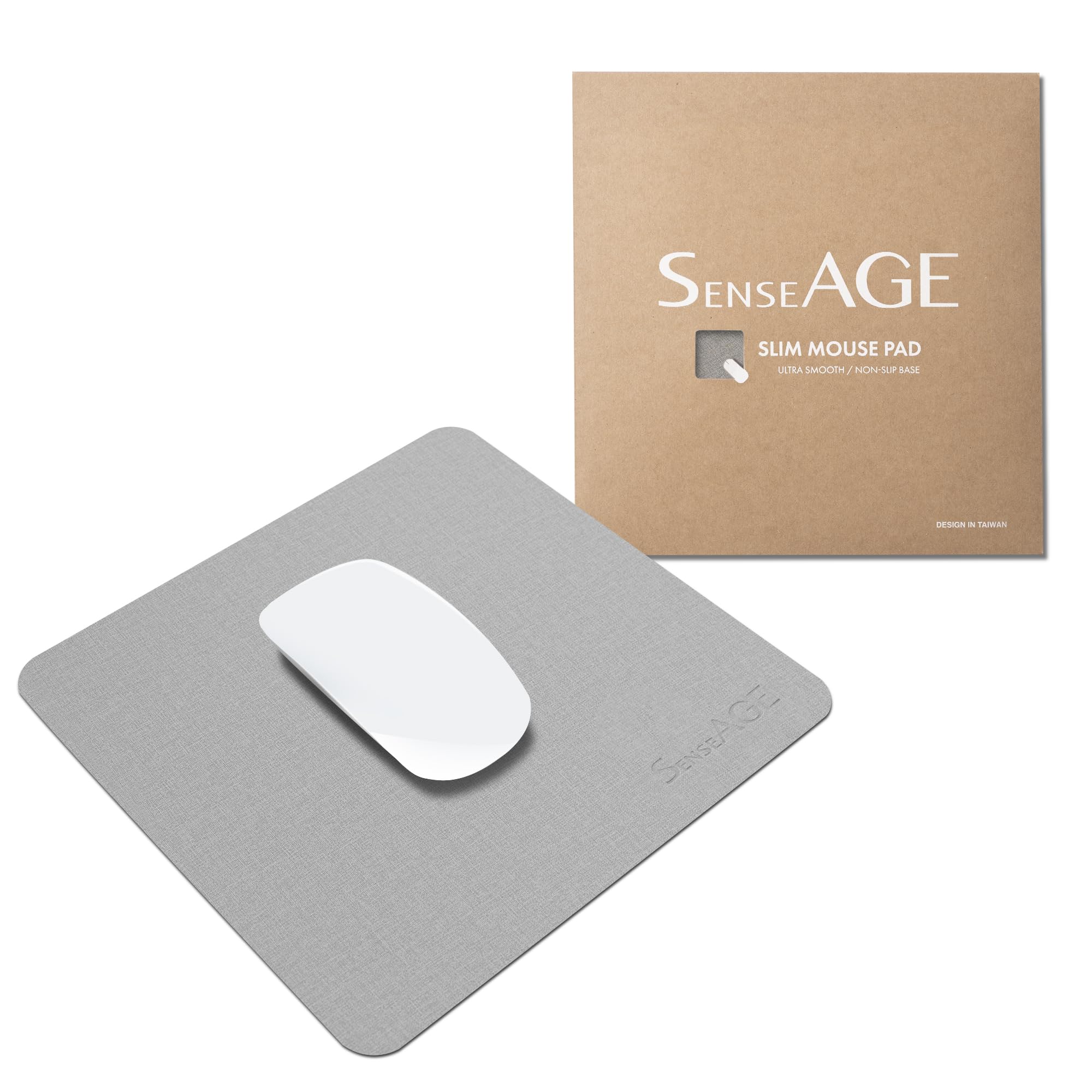 SenseAGE klein Mauspad 22x22cm | 0.2cm Ultradünnes Mousepad | Unterlage für Laser-/Kabel/Kabellos Maus | klein Mouse Mat ideal für Büro und Homeoffice | Slim Mausmatte (Hellgrau (mit Logo)) Angebot bei HelloDeals