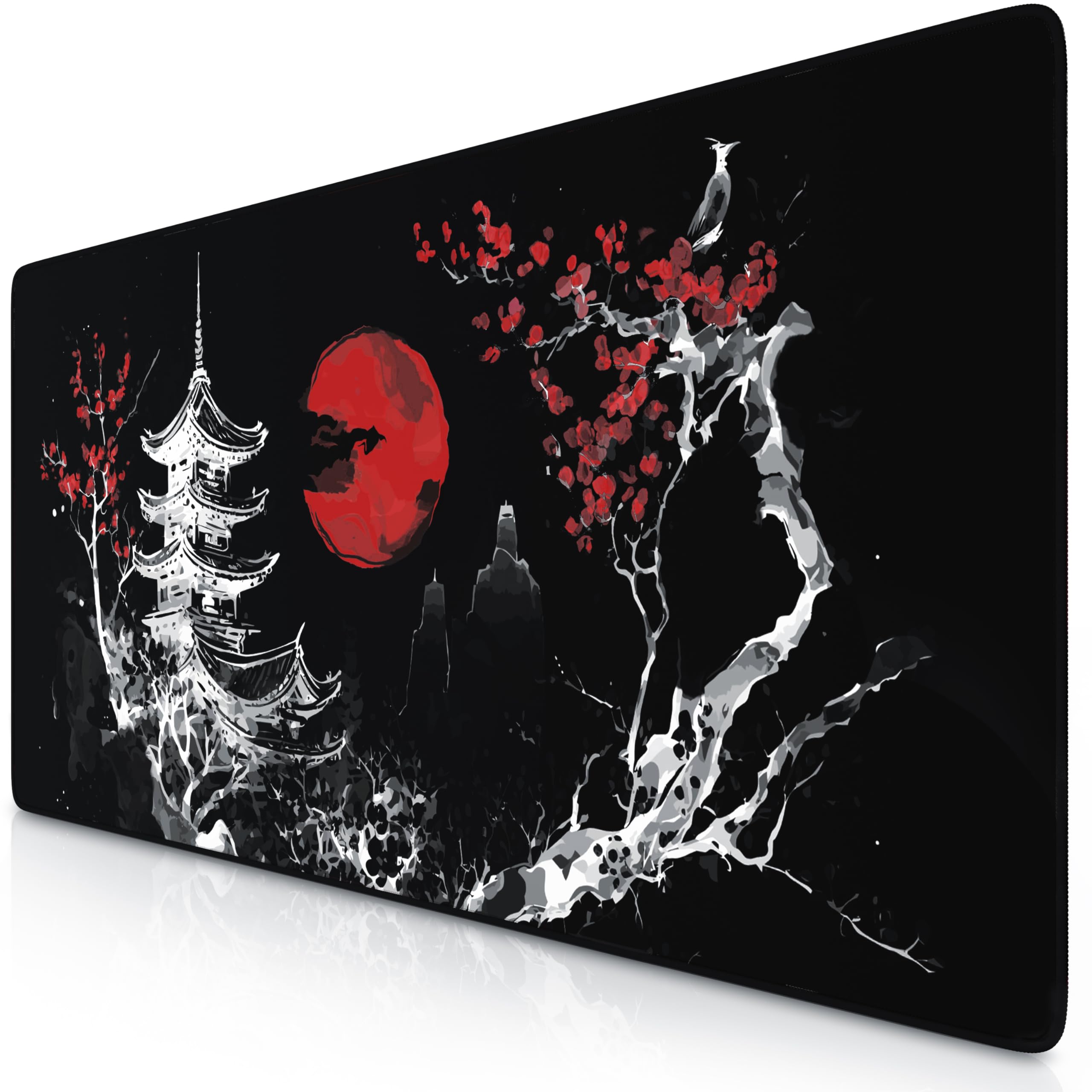 TITANWOLF - XXL Speed Gaming Mauspad 900 x 400mm - XXL Mousepad - Tischunterlage Large Size - verbessert Präzision und Geschwindigkeit - Japan Ink Painting Black Angebot bei HelloDeals