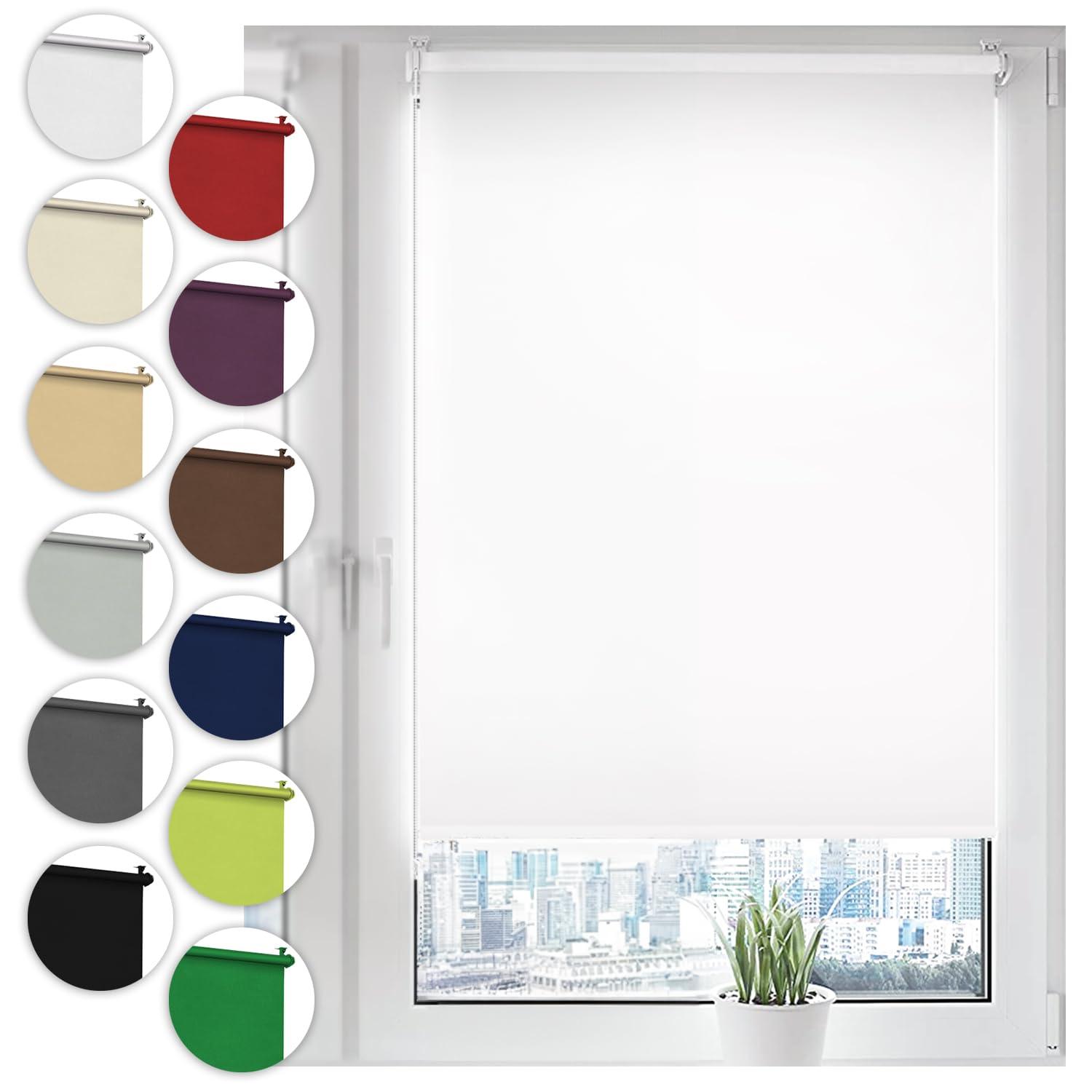 Verdunkelungsrollo Klemmfix ohne Bohren 90cm x 130cm Weiß Verdunklungsrollo Fensterrollo Rollo Seitenzugrollo Klemmrollo für Fenster & Tür Weiß B90 x H130 cm Angebot bei HelloDeals
