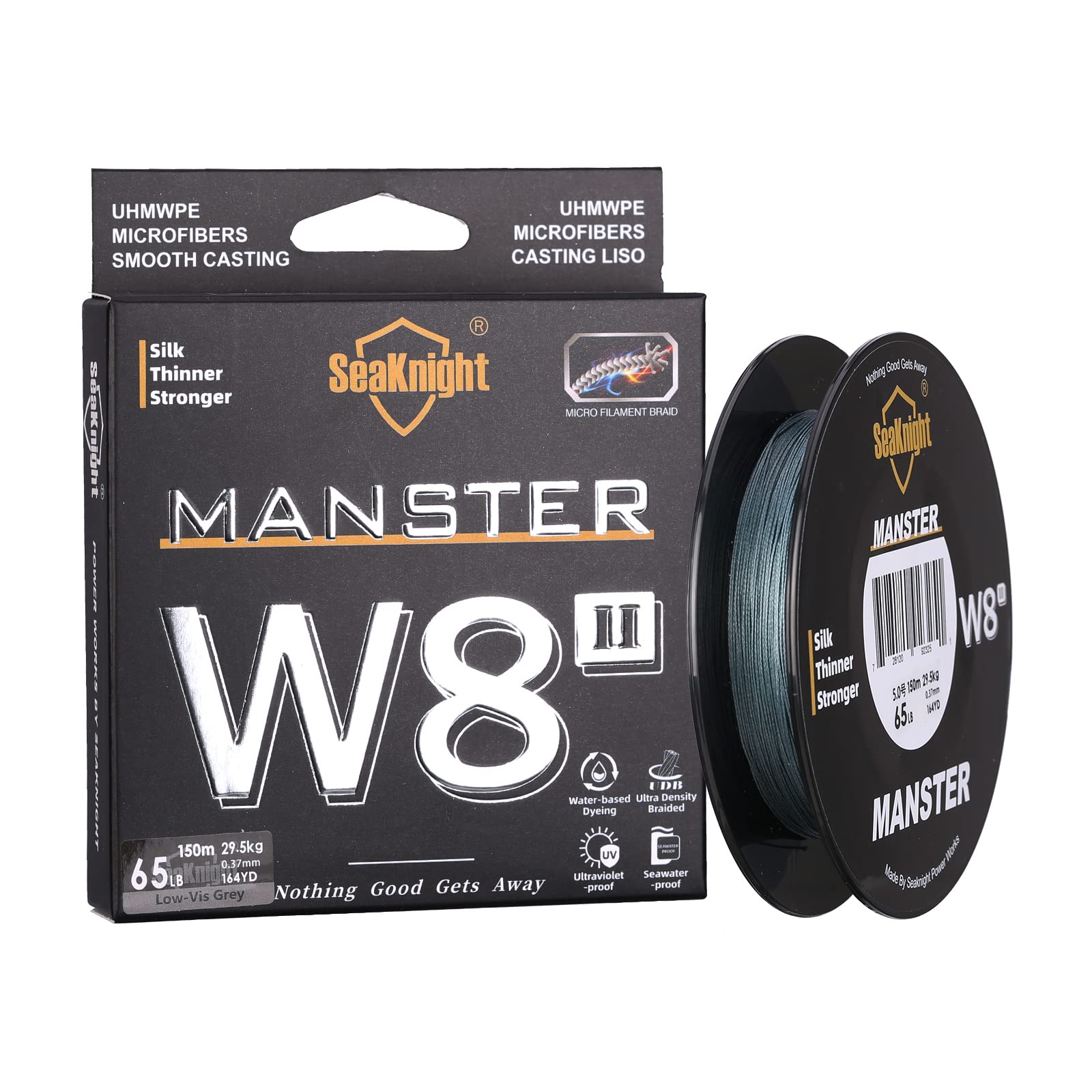 SeaKnight W8 II 8 Fach Angelschnur Geflochten Salzwasser 150M/300M/500M PE Geflochtene Angelschnur 8 Stränge Karpfen Angelschnur Forelle 15-100LB 1.0#: 22LB (0.16mm) 150M 8 Fach - Low-Vis Grau Angebot bei HelloDeals