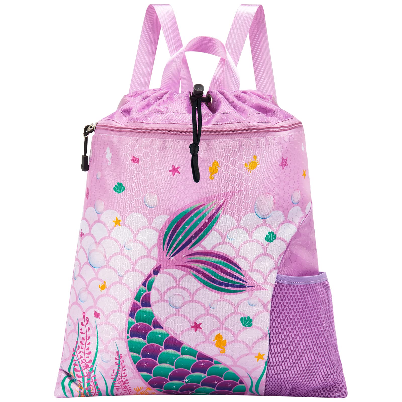 WAWSAM Gymnastik Rucksack mit Kordelzug - 38 × 45 cm Sporttasche für Kinder Wasserdichter Schwimmstrand Einkaufssack Violett Angebot bei HelloDeals