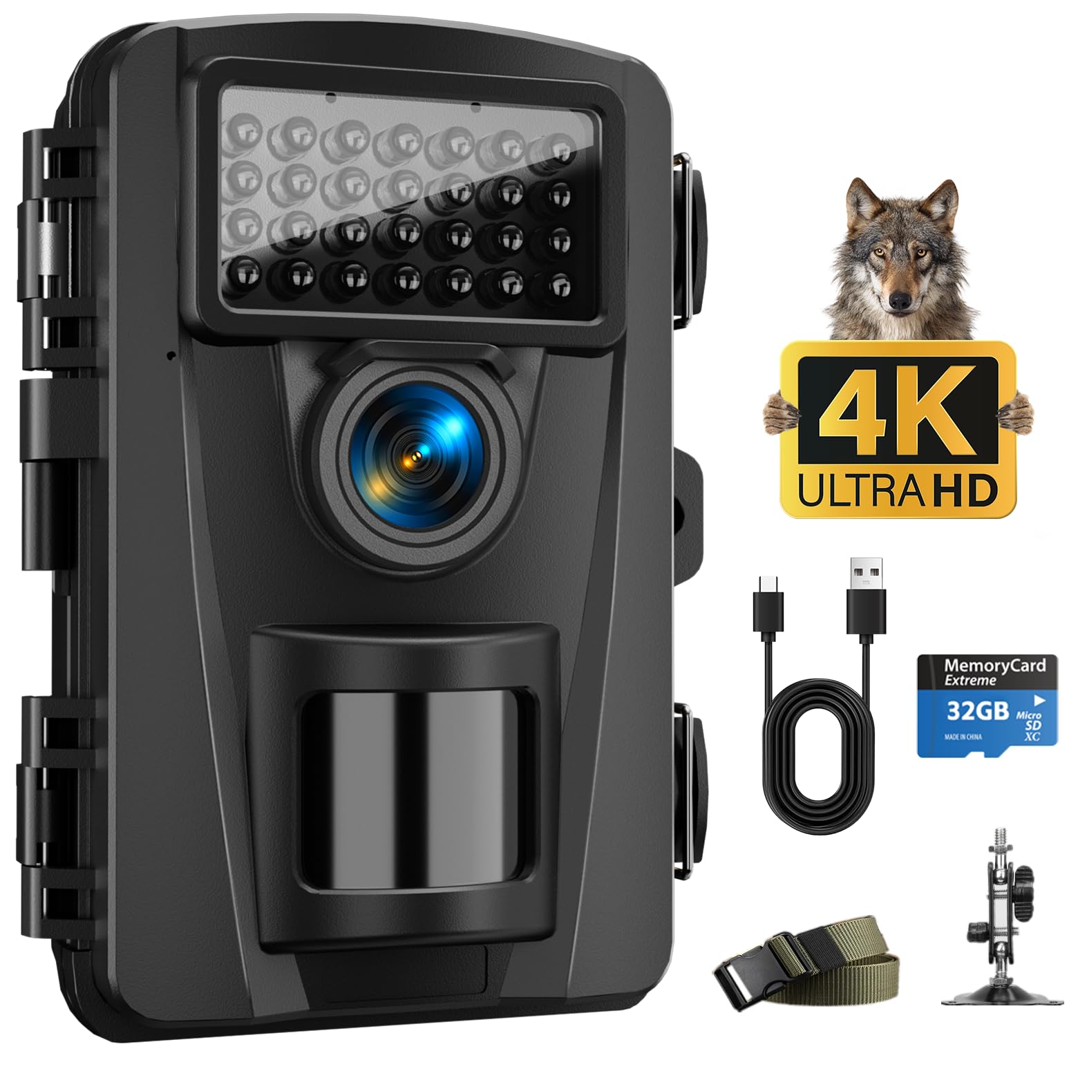 CamZeste Wildkamera, 4K 60MP Wildtierkamera mit Bewegungsmelder Nachtsicht, No Glow 940nm IR LEDs, 0,1s Auslösegeschwindigkeit, IP66 Wasserdichtmit, wildkamera mit 32G Speicherkarte Angebot bei HelloDeals
