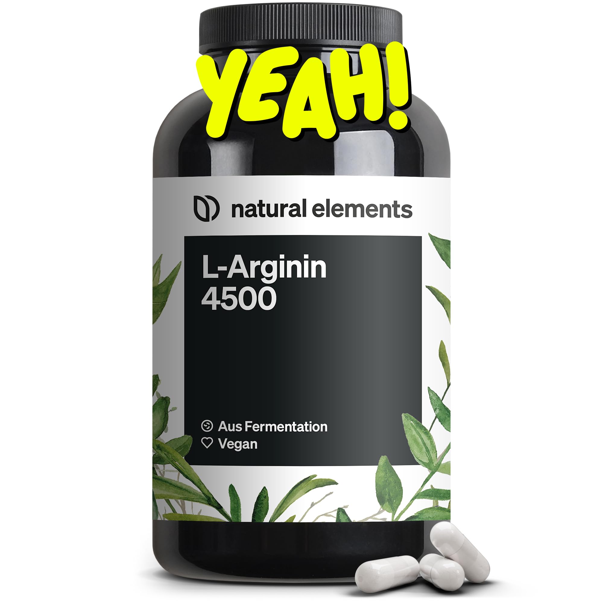 natural elements L-Arginin – 365 Kapseln – Hochdosiert: 4.500mg veganes L-Arginin HCL pro Tagesdosis (3.750mg reines L-Arginin) – hochdosiert – in Deutschland hergestellt & laborgeprüft Angebot bei HelloDeals