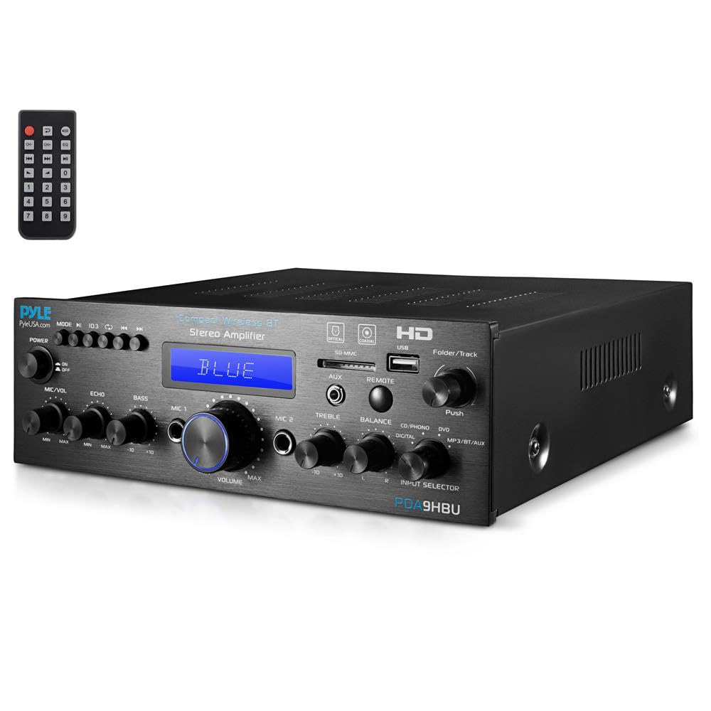 Pyle Verstärker, Verstärker Hifi Stereo, Buetooth Verstärker, Amplifier, Mini Stereo Receiver, 200W Mehrkanal mit HDMI, Optisch/Phono/Koazial, UKW Radio, USB/SD/AUX/RCA, Mic- Eingang mit Fernbedienung PDA9HBU - EU Angebot bei HelloDeals