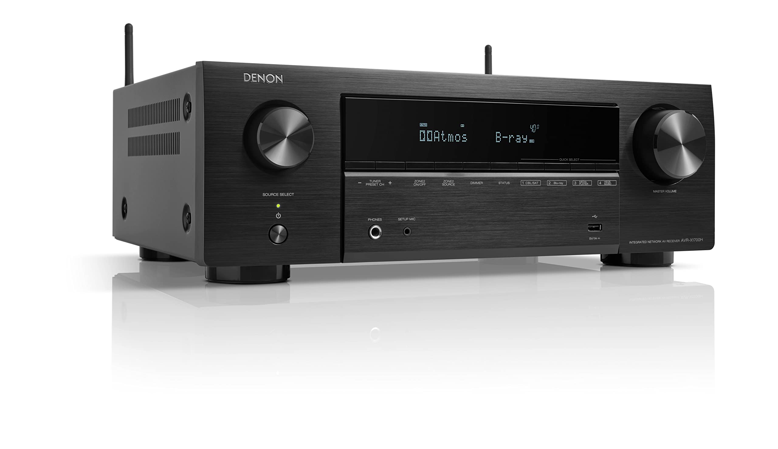 Denon AVR-X1700H 7.2-Kanal AV-Receiver, HiFi Verstärker mit Dolby Atmos, DTS:X, 6 HDMI Eingänge und 1 Ausgang, 8K HDMI, Bluetooth, WLAN, AirPlay 2, HEOS Multiroom, Alexa kompatibel AV-Receiver Schwarz Angebot bei HelloDeals