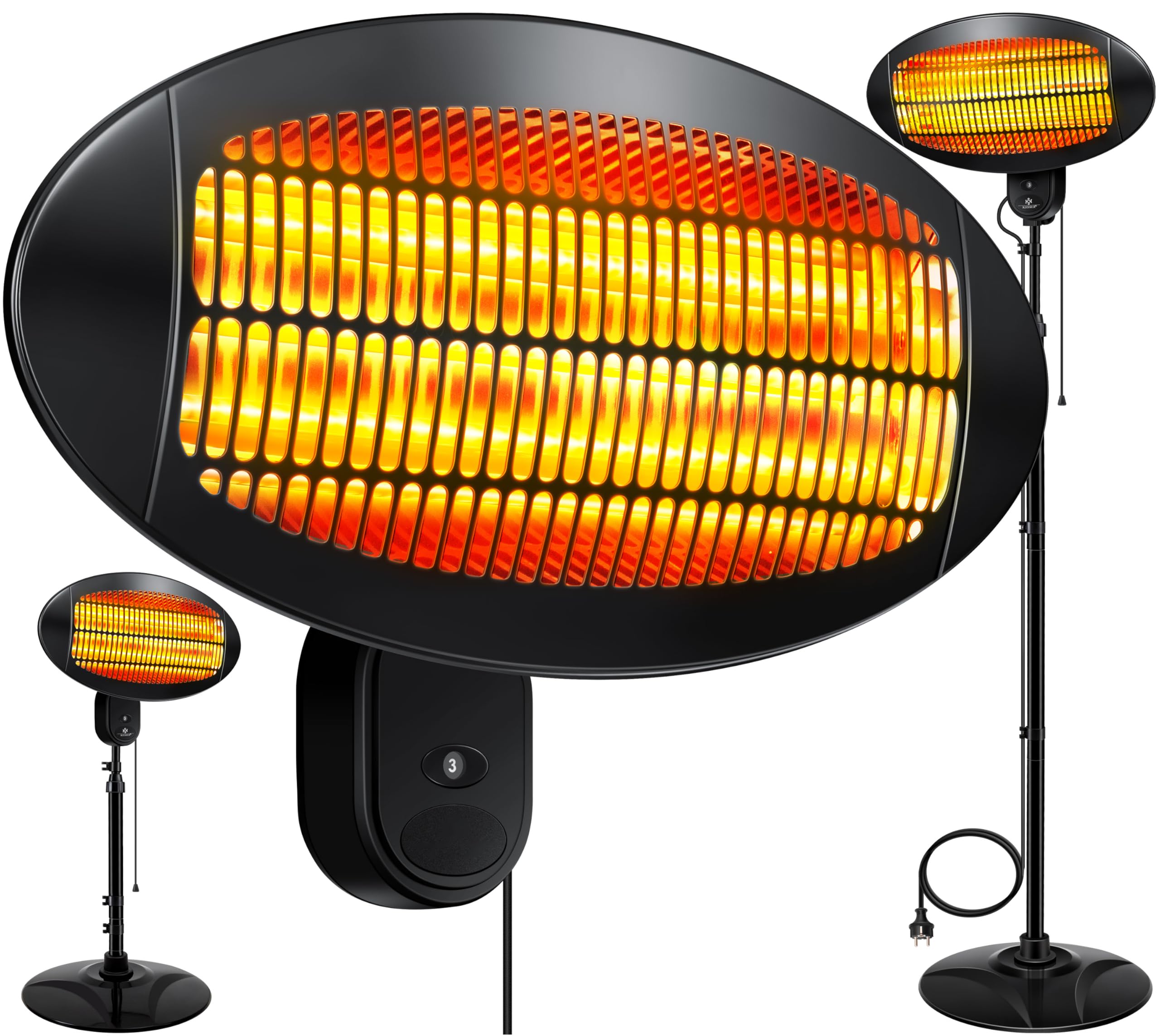 KESSER® Heizstrahler 2000 Watt ✓ Infrarot ✓ Standheizer ✓ Terrassenheizung ✓ Terassen ✓ Strahler ✓ Höhenverstellbar ✓ Quarzstrahler ✓ Innen - Außen ✓ Wickeltischheizstrahler (2000W - Schwarz) Angebot bei HelloDeals