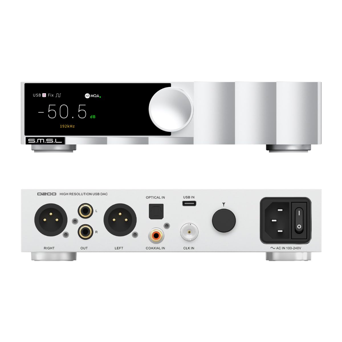 SMSL D200 HiFi-Audio-DAC | ROHM BD34353EKV-Decoder DSD512, PCM768kHz | Eingänge: USB, Optisch, Koaxial, Bluetooth | Vollbalancierter Digital-Analog-Wandler für Stereo-Verstärker Angebot bei HelloDeals