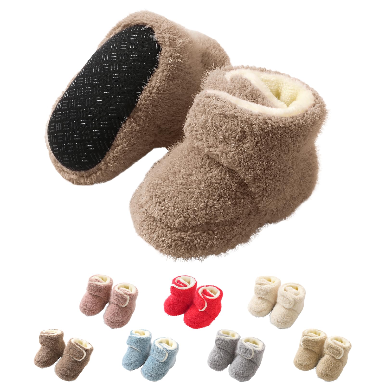 YloveM Kleinkind Baby Jungen Mädchen Booties,Unisex Neugeborene Winterschuhe Verdicken Schneestiefel Anti-Rutsch Sohle Weich Kleinkind Warm Sock Schuhe A Kaffee 6-12 Monate Angebot bei HelloDeals