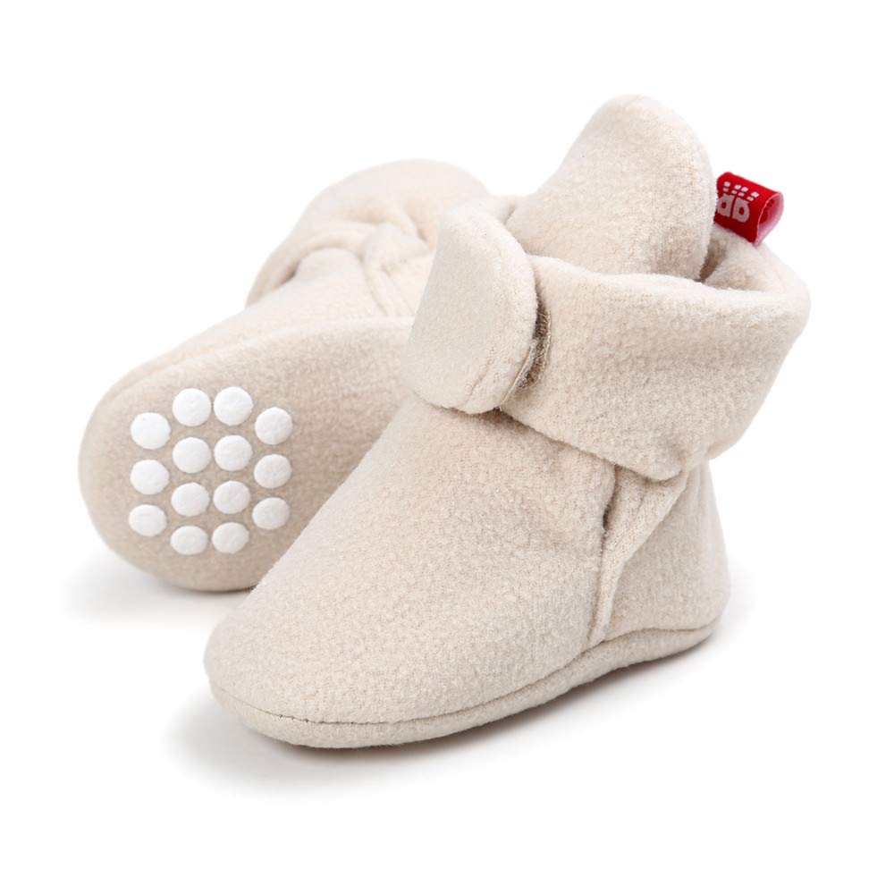 LACOFIA Kleinkind Baby Jungen Mädchen rutschfest Weiche Sohle Slipper Stiefel Winter Krabbelschuhe 6-12 Monate A Beige Angebot bei HelloDeals