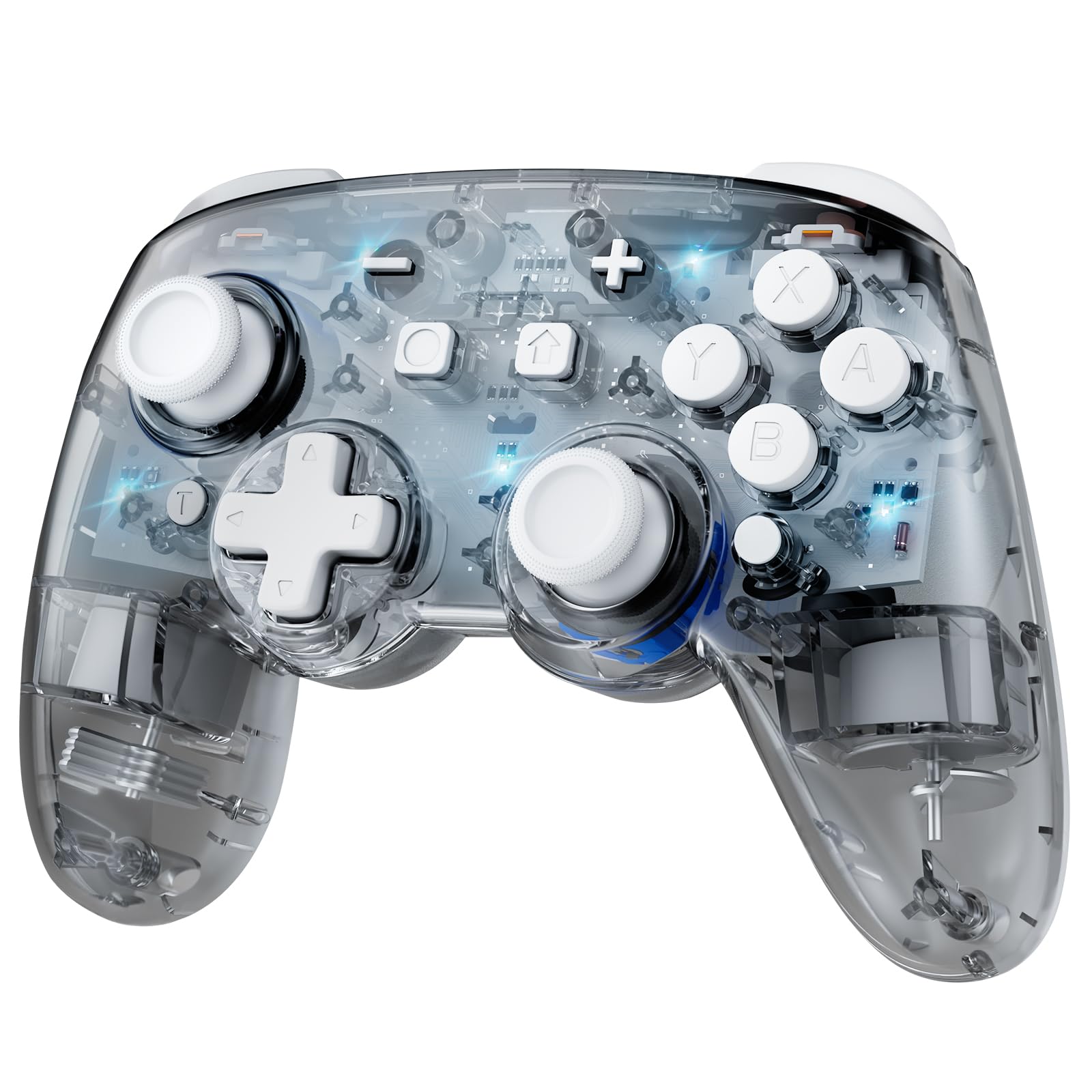 Hall Effect Switch 2 Controller Wireless, Pro Controller Kabellos Kompatibel mit Switch 2/OLED/Lite, Bluetooth Kontroller Gamepad mit 7 LED Farben/Makro/Bewegungsaufnehmer/Turbo - Transparent Grau Angebot bei HelloDeals