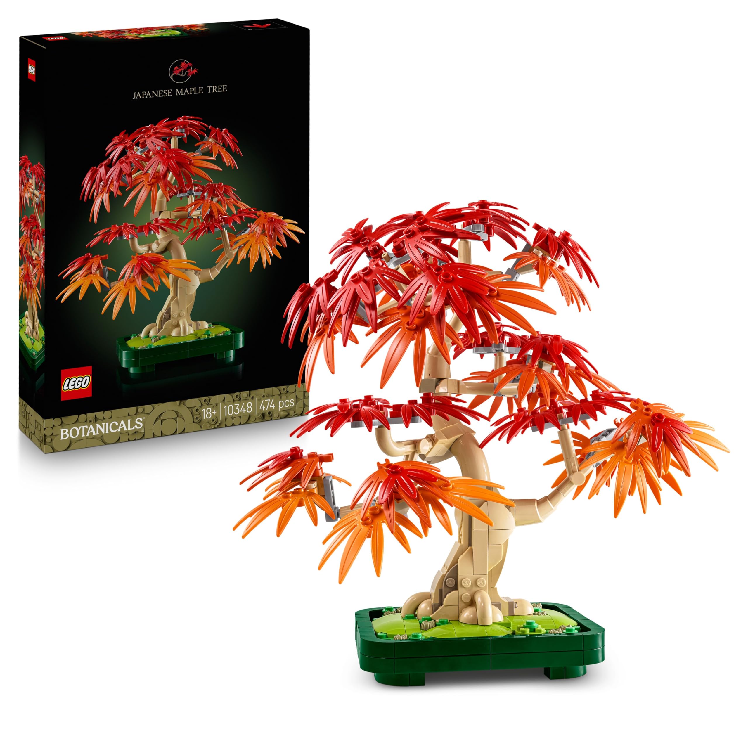 LEGO Botanicals Japanischer Roter Ahorn – Bonsai-Baum - Künstliche Pflanzen Bauset mit roten & orangen Blättern, Plus Schale - Home Dekor - Geschenkidee für Erwachsene - 10348 Angebot bei HelloDeals