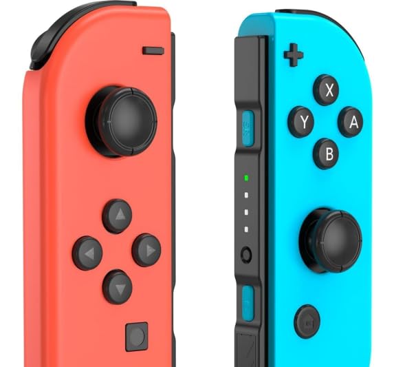 Mhwlhbx Ersatz L/R Switch Controller mit Switch/Lite/OLED-Konsole, Wireless Switch joycons unterstützt Dual Vibration, 6-Achs-Gyro, Wecken, Bewegungssteuerungen, Screenshot(Red&Blue) Angebot bei HelloDeals