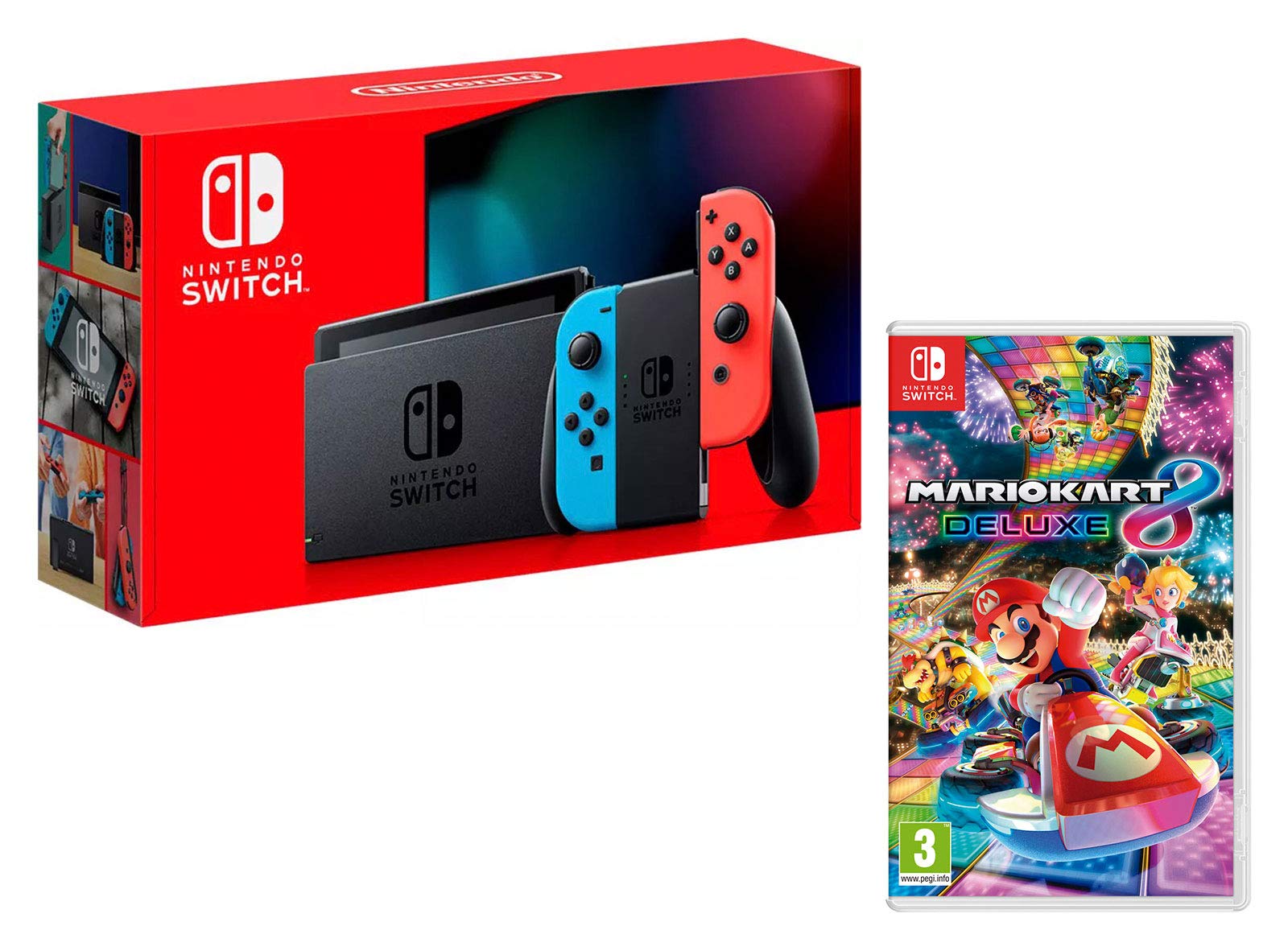 Nintendo Switch Konsole 32Gb Neon-Rot/Neon-Blau + Mario Kart 8 Deluxe Angebot bei HelloDeals