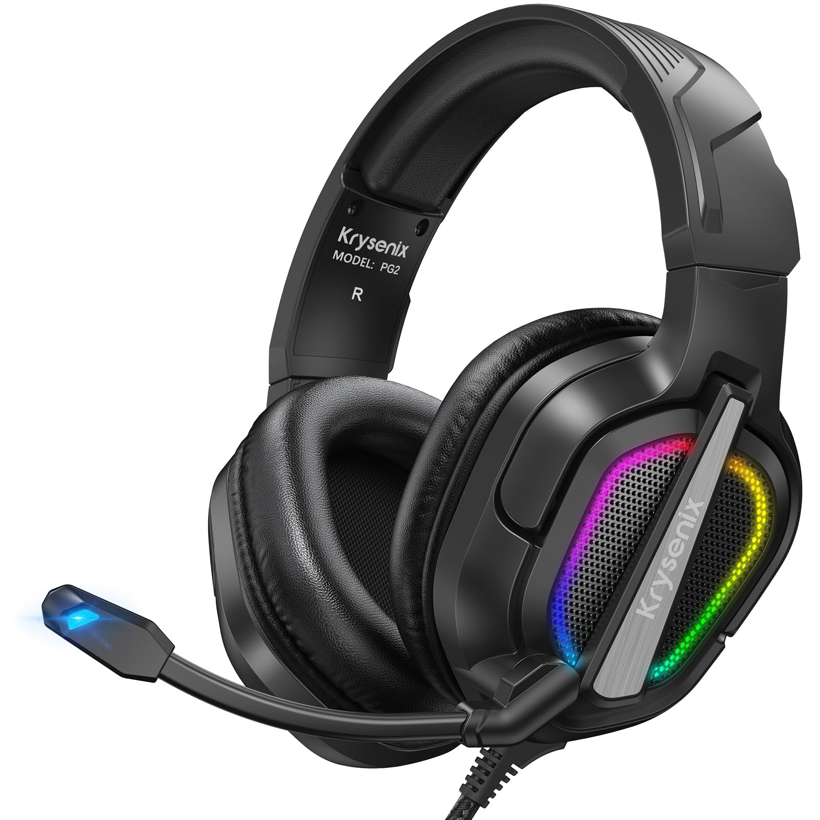 Krysenix PG2 RGB Gaming Headset für PS4, PS5, PC, Xbox, Nintendo Switch, Headset mit Mikrofon, Gaming Kopfhörer mit Mikrofon, Noise Cancelling Kopfhörer mit 3.5mm Klinke Schwarz Angebot bei HelloDeals