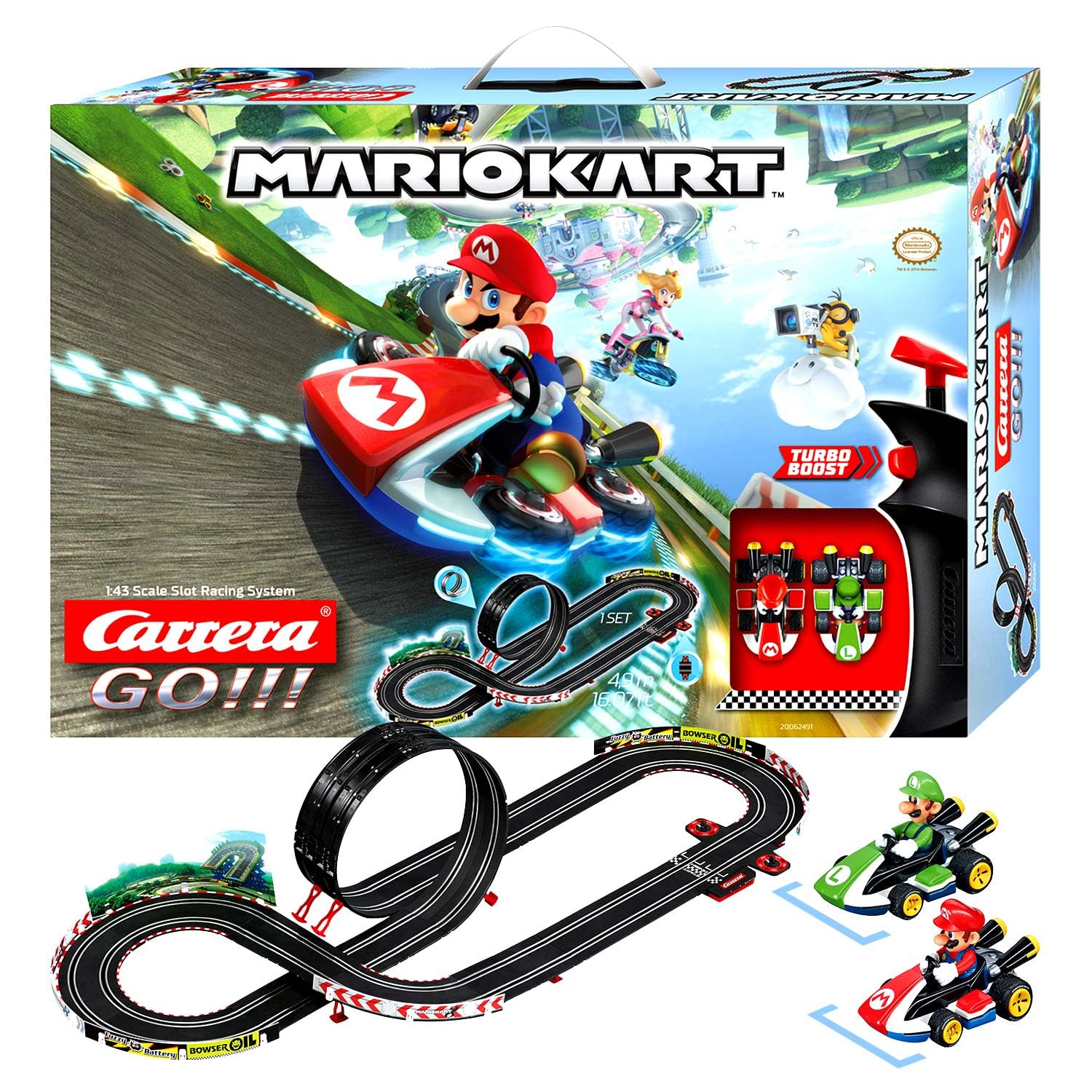Carrera 20062491 GO!!! Nintendo Mario Kart 8 Rennstrecken-Set | 4,9m elektrische Carrerabahn mit Mario & Luigi Spielzeugautos | mit 2 Handreglern & Streckenteilen | Spielzeug für Kinder ab 6 Jahren Mario vs Luigi Angebot bei HelloDeals