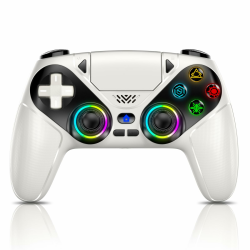 RGB Wireless Controller für PS5, Kompatibel mit PS5 Pro/Slim/PCs, Bluetooth Gamepad mit Rückenpaddel, 6-Achsen-Sensor, Dual-Vibration, 6-Achsen-Sensor, Turbo, Makro, 3,5mm Audio-Jack & Lautsprecher 01 Weiß Angebot bei HelloDeals