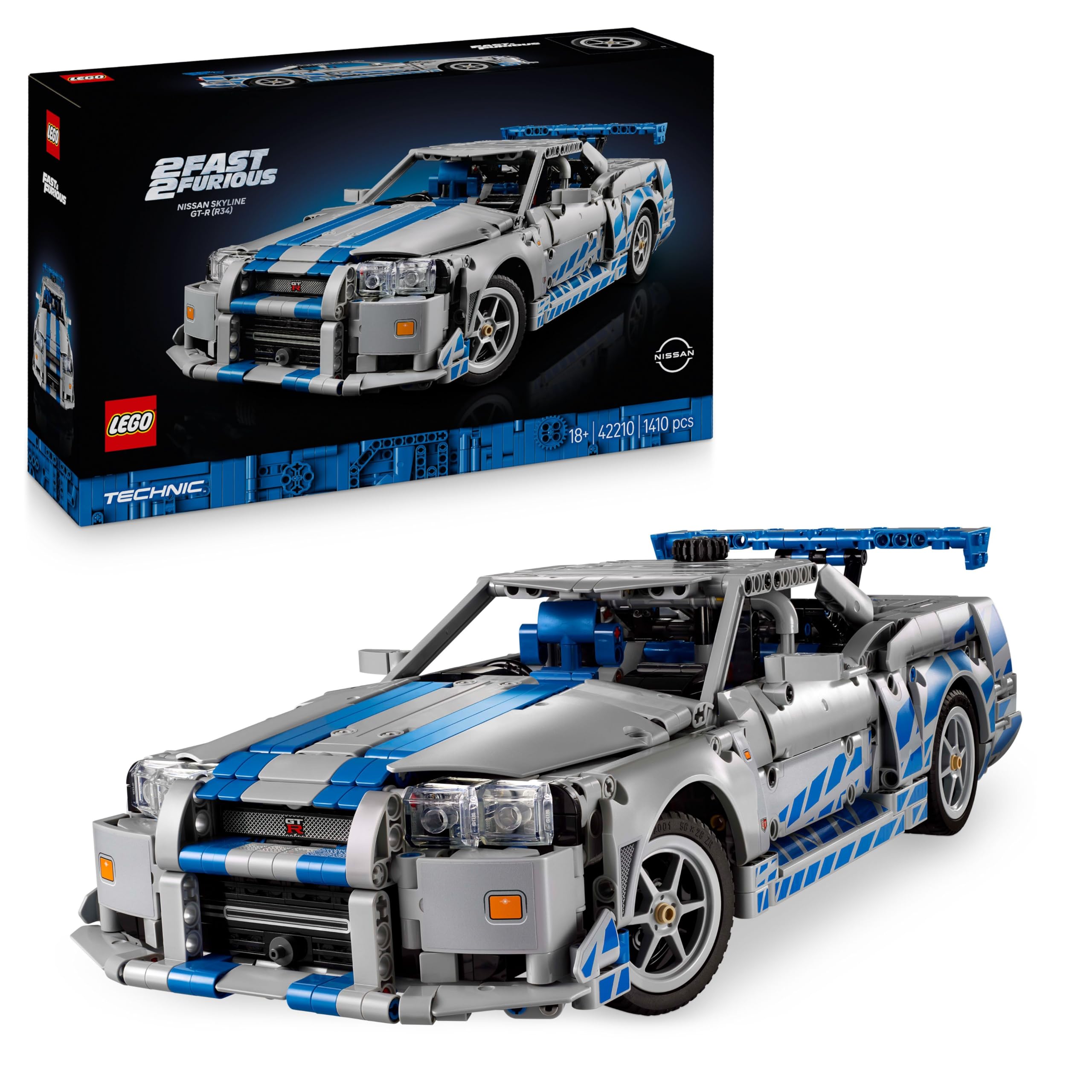 LEGO Technic 2 Fast 2 Furious Nissan Skyline GT-R R34 Automodell-Bauset für Erwachsene - mit Driftfunktion, Lenkung, Federung und 6-Zylinder-Motor - Sammlergeschenk für Fans - 42210 Angebot bei HelloDeals