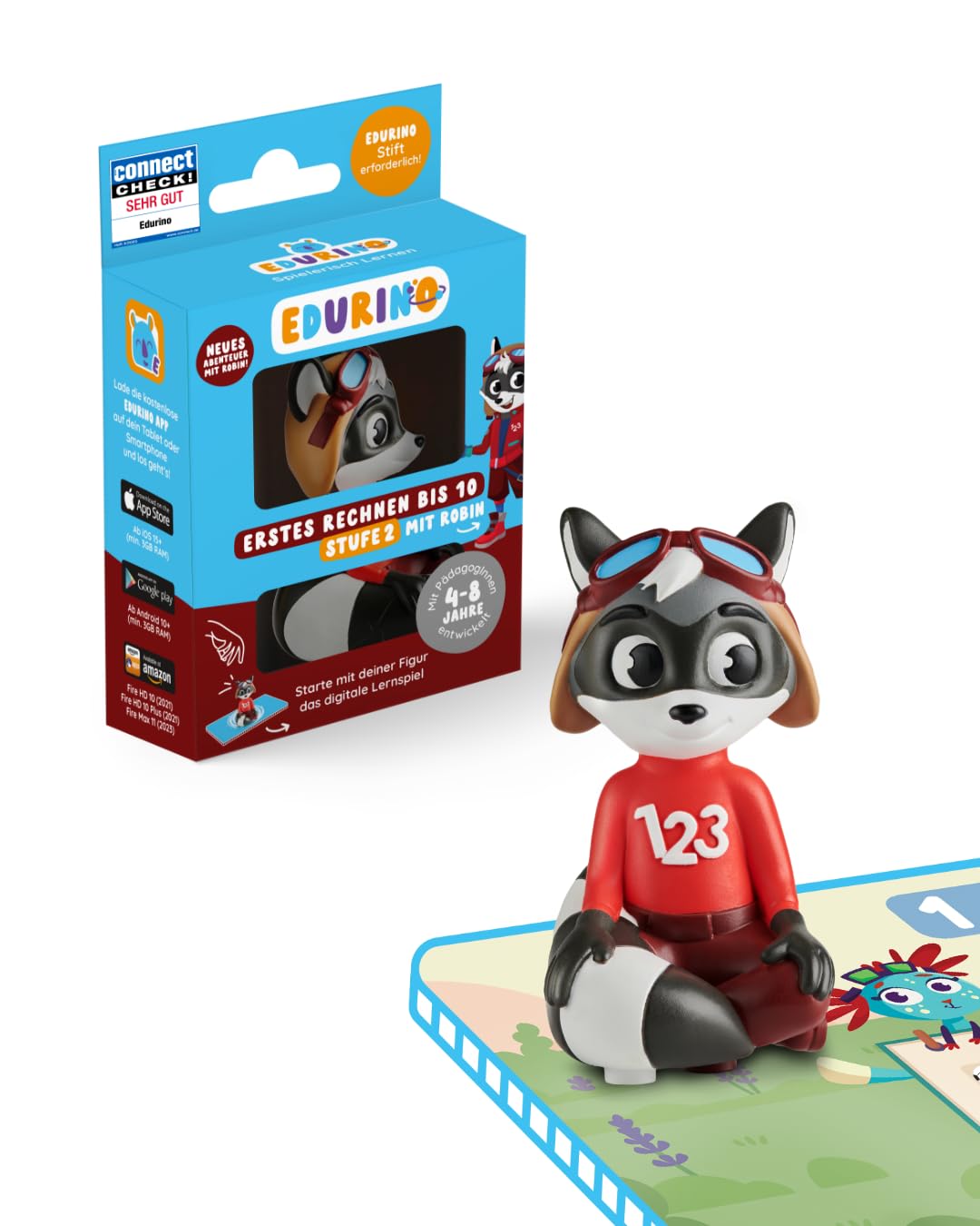 Edurino Figur Robin Erstes Rechnen bis 10 (Stufe 2) ab 4 Jahren inkl. App | Innovatives und digitales Lernspiel | Zahlenverständnis | Zahlen sortieren & ordnen | Erstes Plus- & Minusrechnen Angebot bei HelloDeals