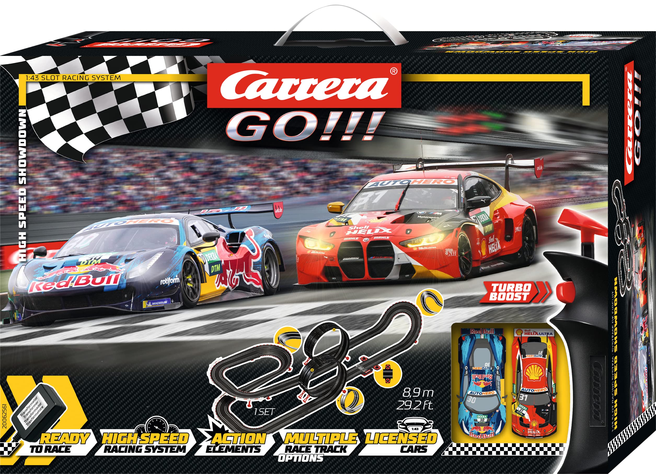 Carrera - 20062561 - DHigh Speed I Digitale Rennbahn I Fahre das Rennauto des 2022er Champions I 63 Meter Strecke mit Rundenzähler und Turbo-Boost I Originalgetreue Fahrzeuge Maßstab 1:43 Angebot bei HelloDeals