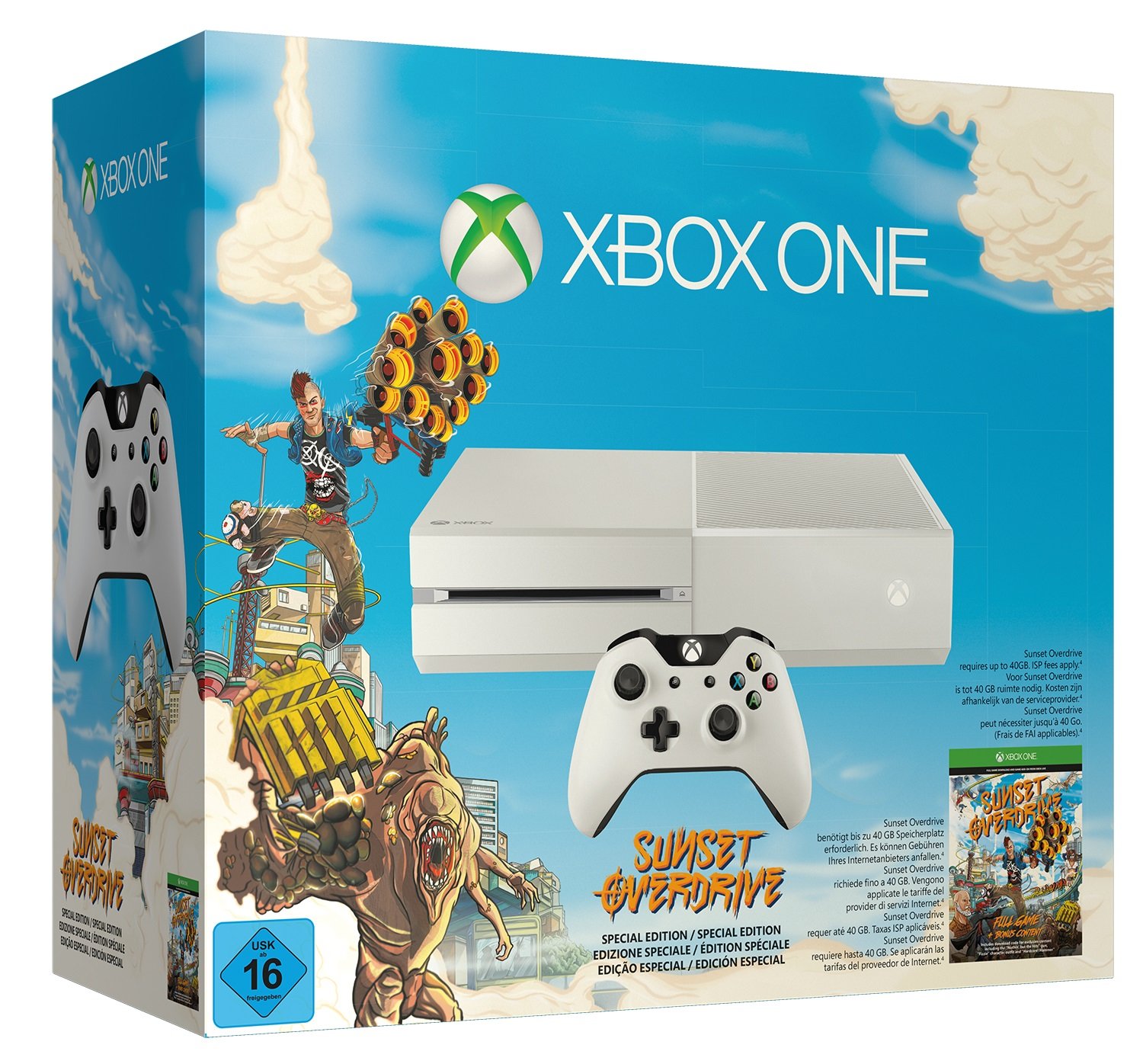 Xbox One Konsole (weiss) inkl. Sunset Overdrive (DLC) Angebot bei HelloDeals