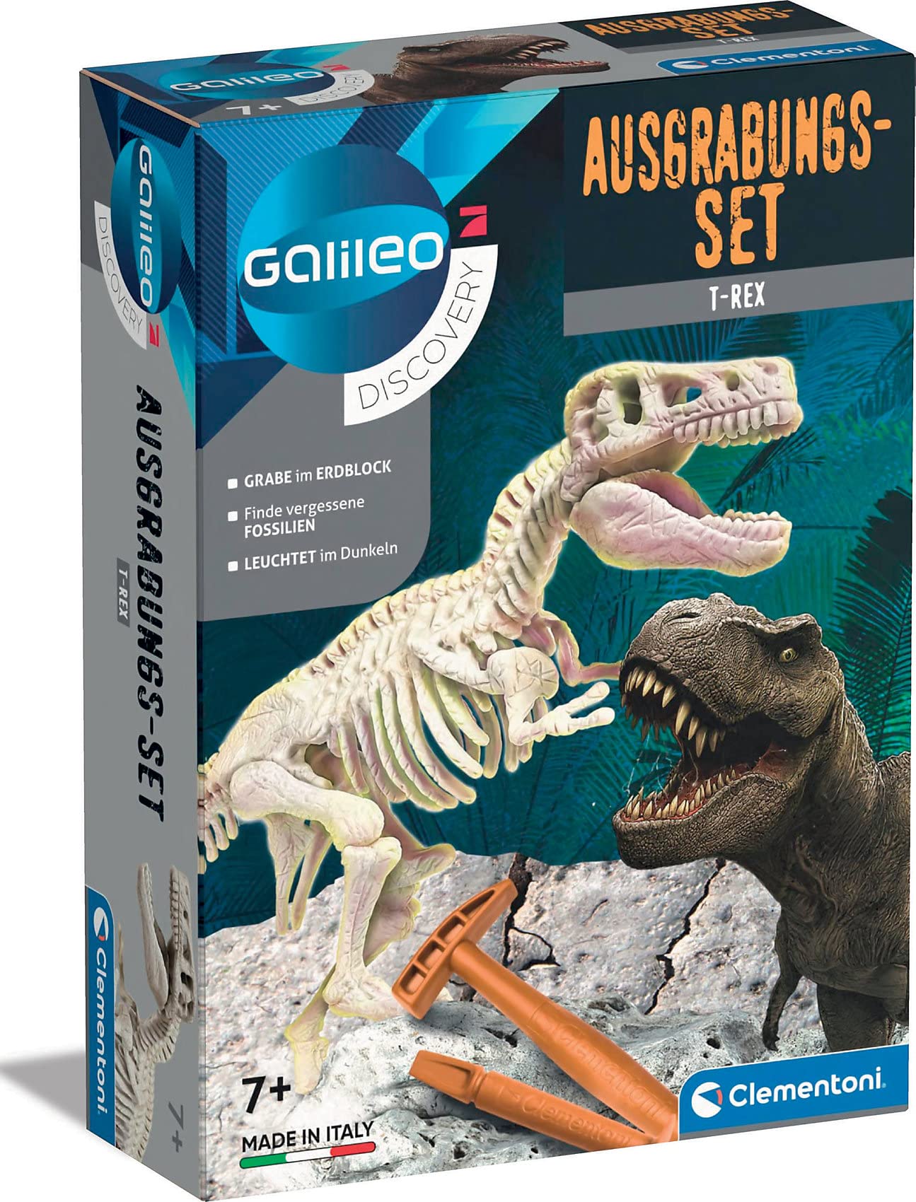 Clementoni Galileo Discovery – Ausgrabungs-Set T-Rex, Ausgraben von Dinosaurier-Fossilien mit Hammer & Meißel, für kleine Forscher, Spielzeug für Kinder ab 7 Jahren von Clementoni 69404 Angebot bei HelloDeals