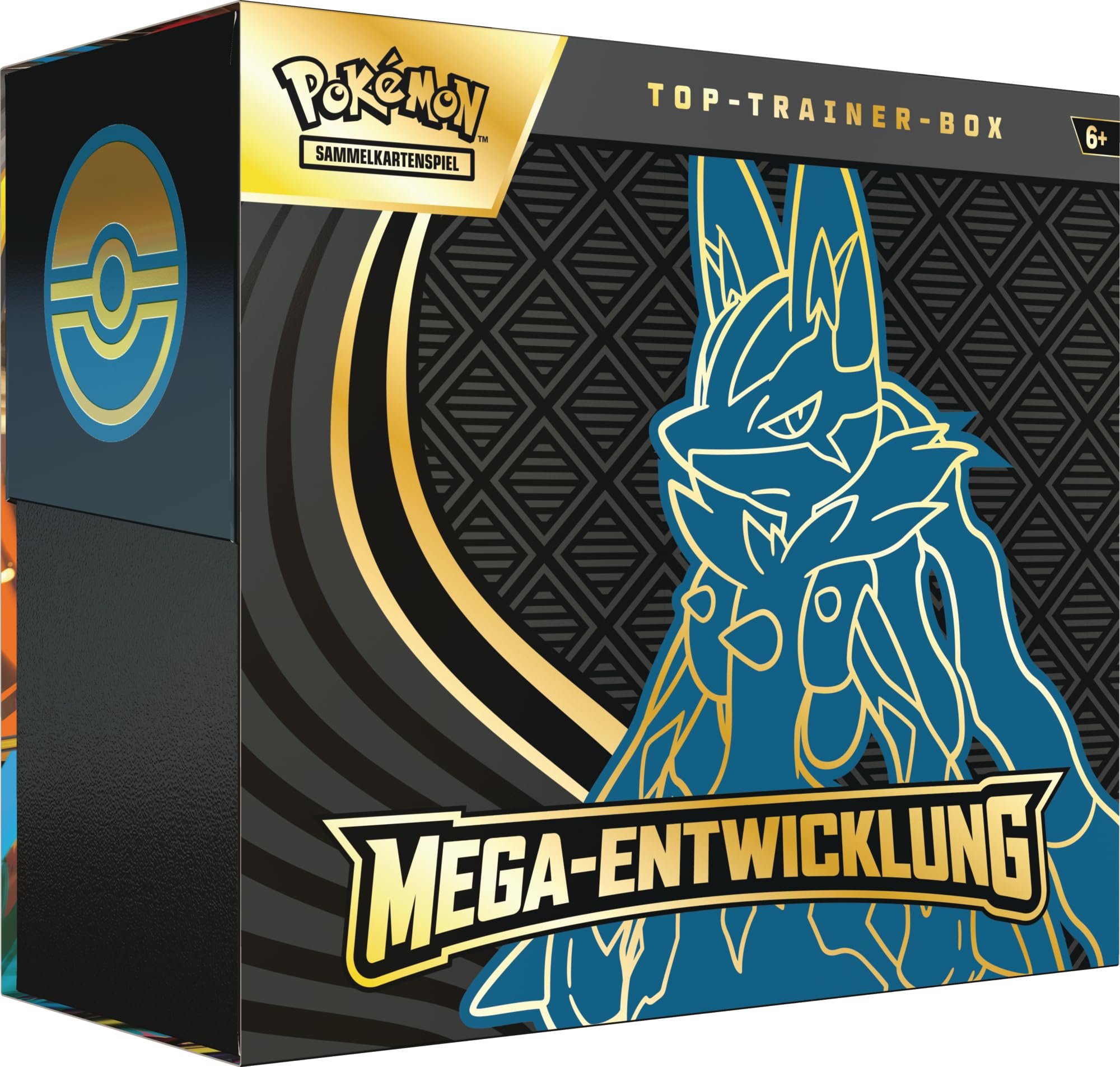 Pokémon-Sammelkartenspiel: Top-Trainer-Box Mega-Entwicklung: Lucario (1 Vollbild-Promokarte, 9 Boosterpacks & Zubehör) Angebot bei HelloDeals
