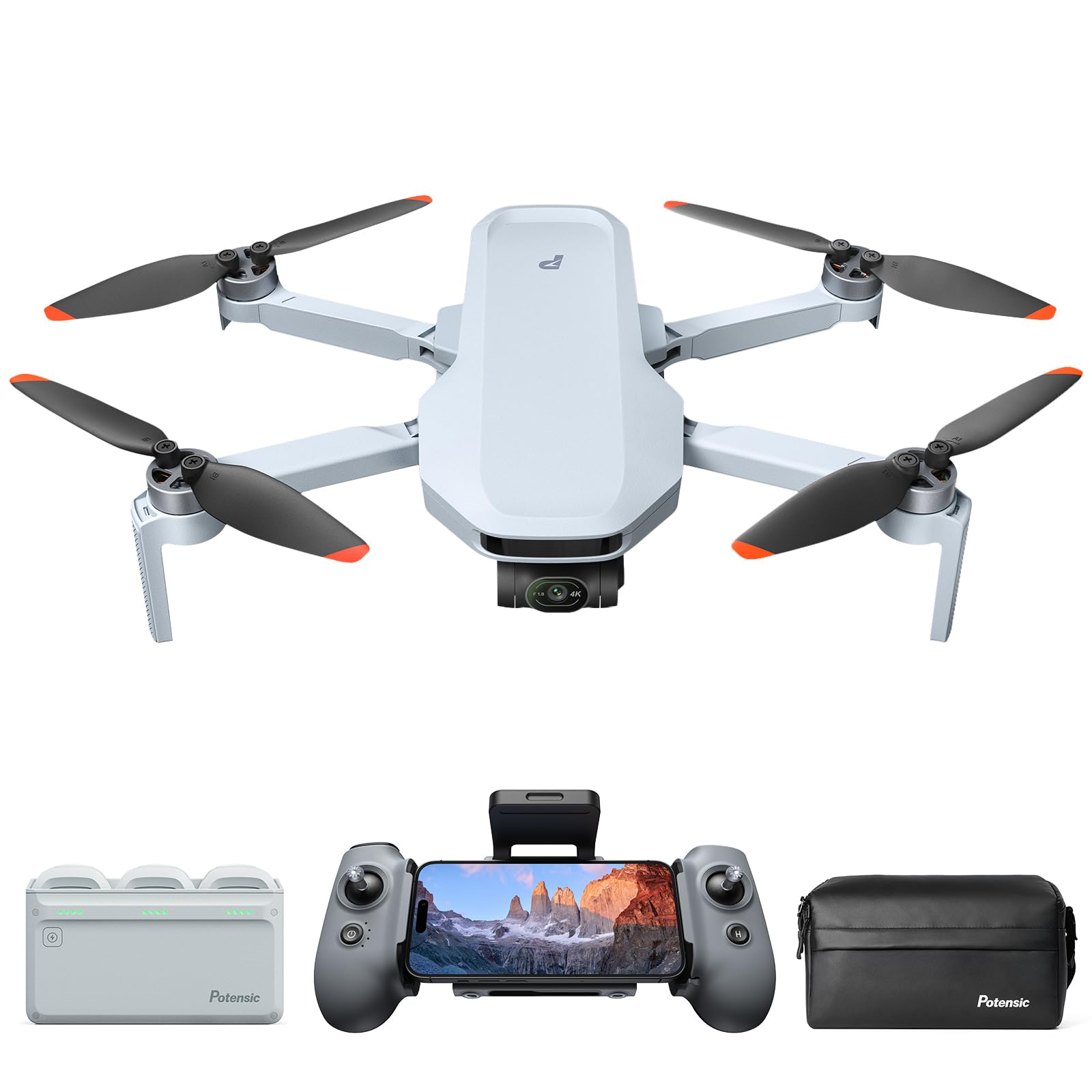 Potensic ATOM 2 GPS Drohne mit Kamera, 4K HDR-Video, 8K Foto, 10KM Übertragung, < 249g, 3-Achsen-Gimbal, AI-Folgen/AI-Nacht/QuickShots/Vertikale Aufnahmen, 3 Akkus 96 Min. Flugzeit, C0, für Erwachsene Combo Angebot bei HelloDeals