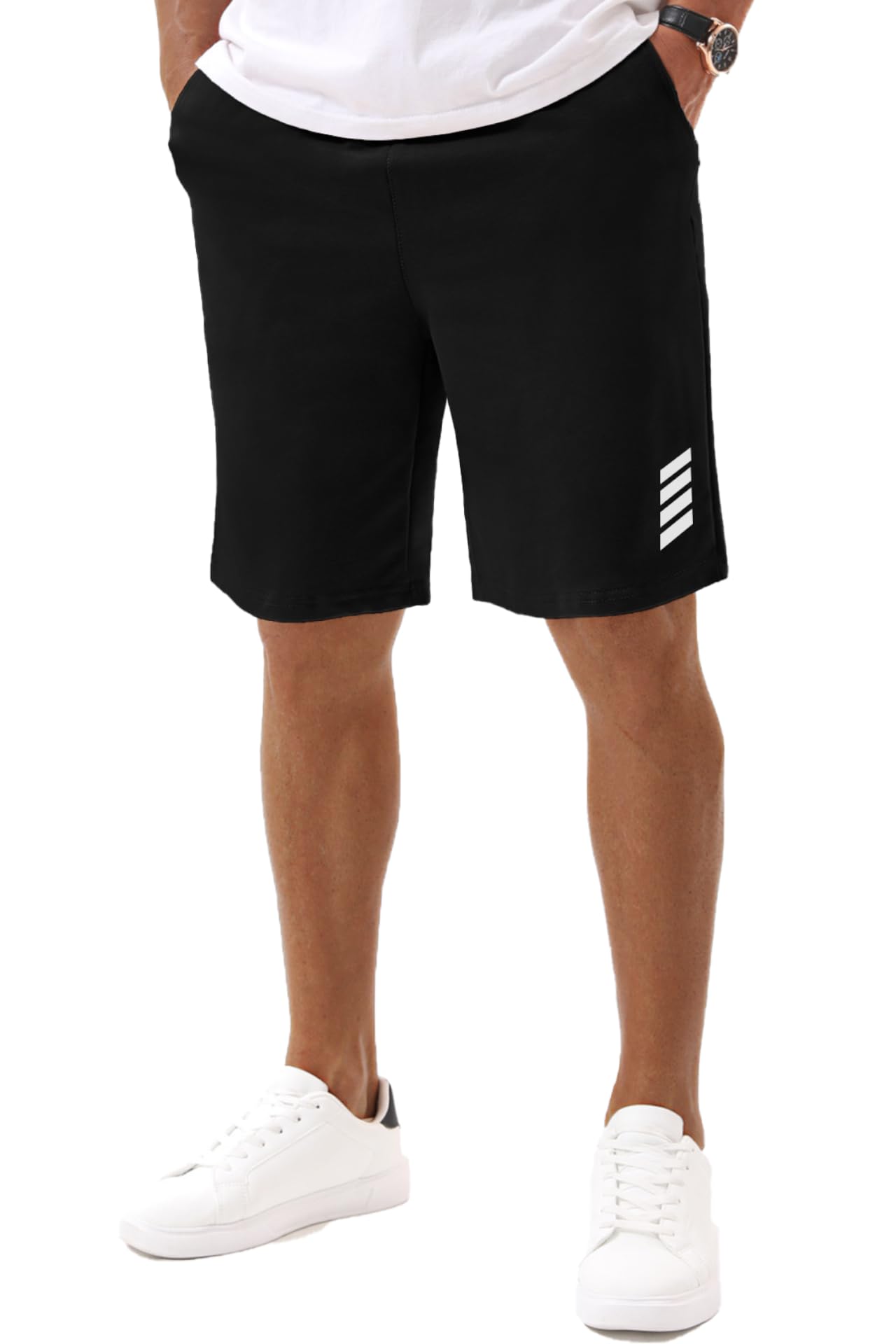 Vortewind Kurze Hosen Herren Sweatshorts Herren Baumwolle，Sommer-Sportshorts mit Taschen & elastischem Bund für Casual ，Jogging ，Training Schwarz M Angebot bei HelloDeals