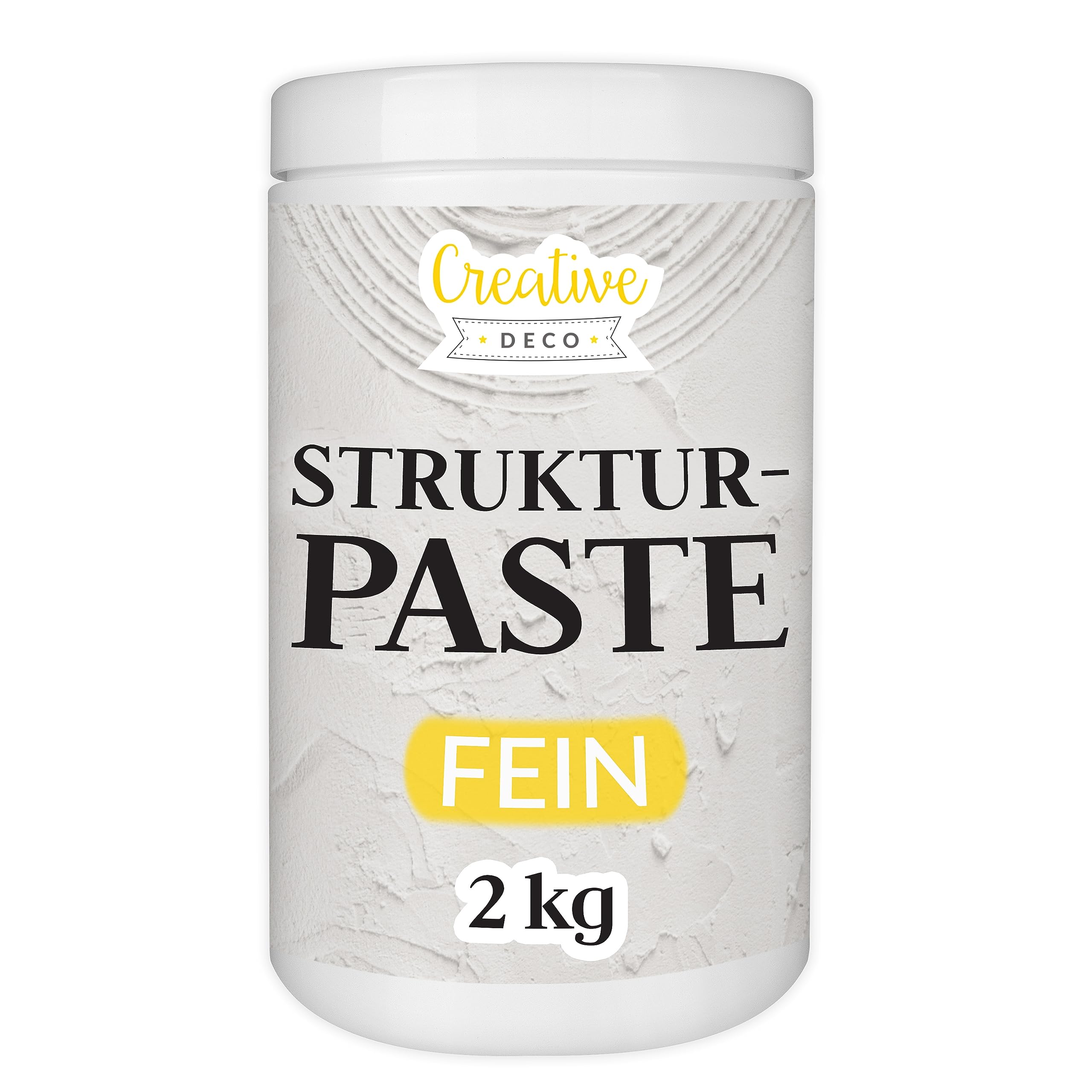 Creative Deco Strukturpaste Feinkörnig 2 kg | Weiße Spachtelmasse für Acrylmalerei | Feinpaste für Kunstprojekte, Acrylfarbe, DIY, 3D-Effekte, Texturen | Einfach mit Palettenmesser aufzutragen 2kg Fein Weiß Angebot bei HelloDeals