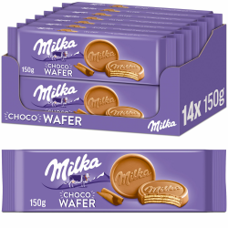 Milka Choco Wafer – Waffelkeks mit feiner Kakaocrème-Füllung, umhüllt von Alpenmilch-Schokolade – 14 x 30g Angebot bei HelloDeals