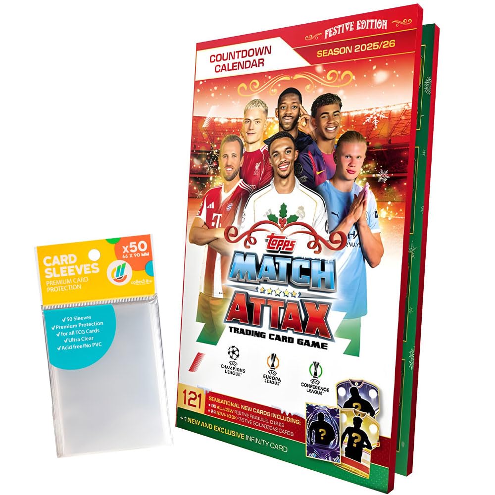 Bundle mit Topps Match Attax Champions League 2025/26-1x Adventskalender Trading Cards+ Exklusive Collect-it Hüllen Angebot bei HelloDeals