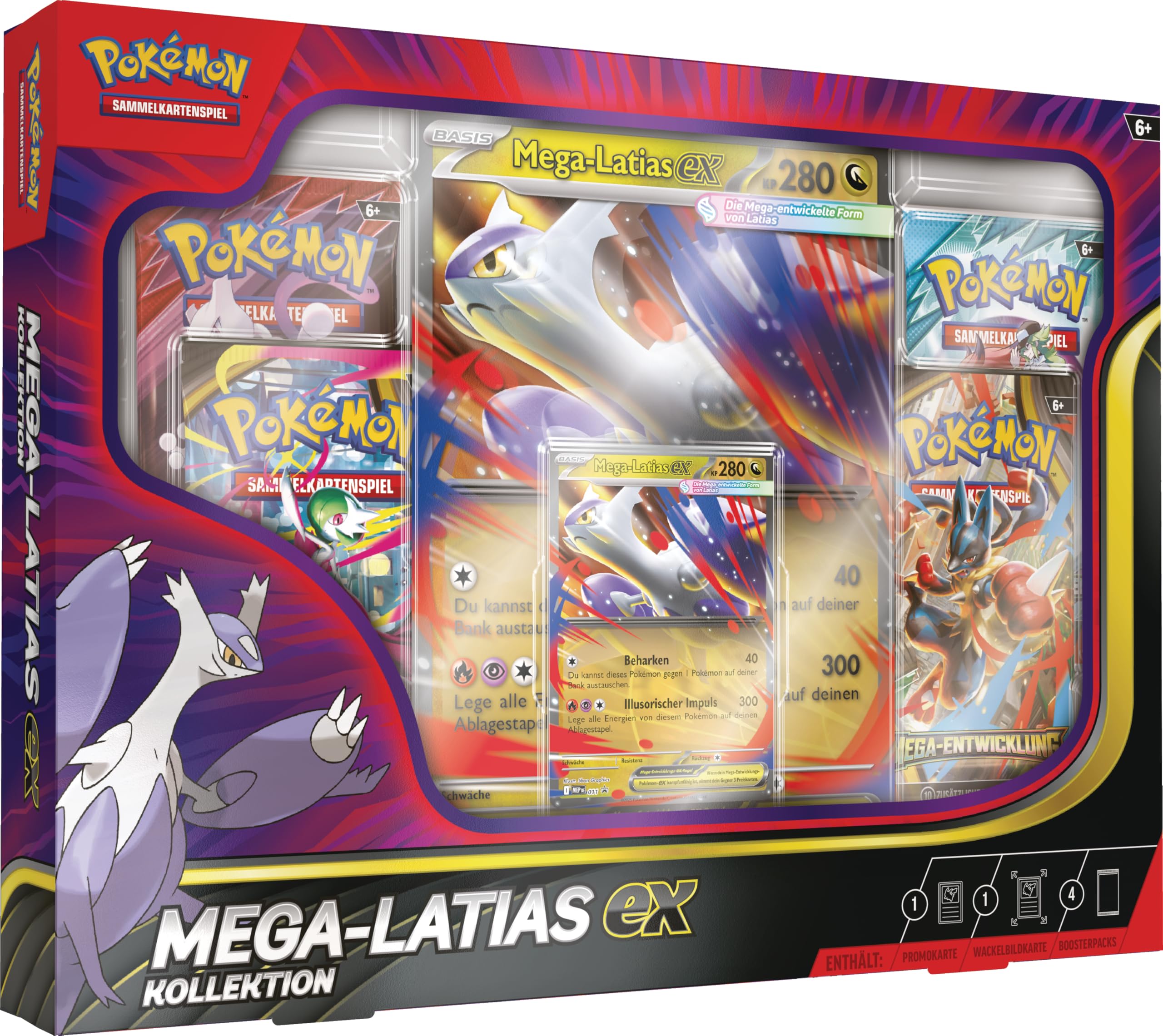 Pokémon-Sammelkartenspiel: Kollektion Mega-Latias-ex (1 holografische Promokarte, 1 überdimensionale Wackelbildkarte & 4 Boosterpacks) Angebot bei HelloDeals