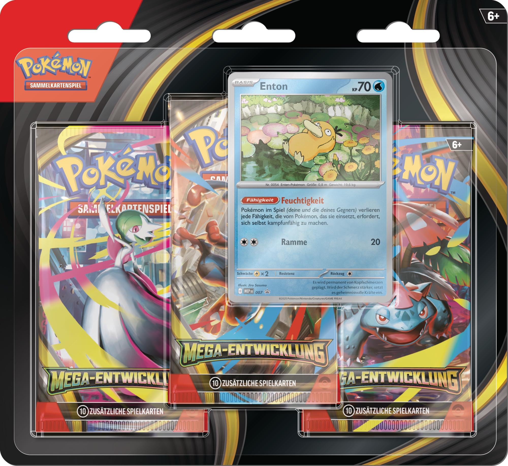 Pokémon-Sammelkartenspiel: 3er-Pack Mega-Entwicklung: Enton (1 holografische Promokarte & 3 Boosterpacks) Angebot bei HelloDeals