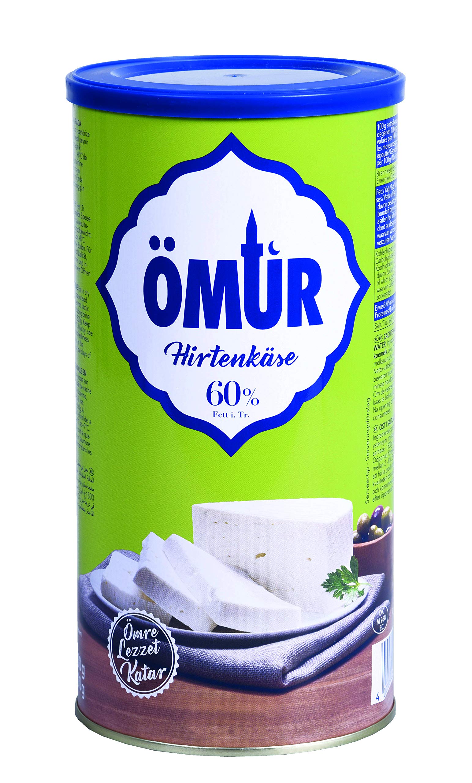 Ömür Hirtenkäse - 1x 800g Metalldose - Käse in Salzlake Kuhkäse Weichkäse cremig Käse Süzme Beyaz Peynir Cow Cheese 60% Fett i. Tr. 100% Kuhmilch mikrobielles Lab vegetarisch glutenfrei Halal Honig 800 g (1er Pack) Angebot bei HelloDeals