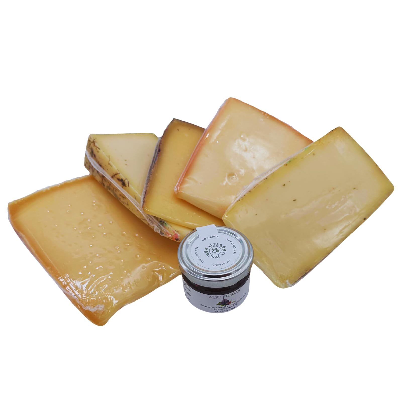 BAVAREGOLA Südtiroler Käse Probierset - 5 Käsevariationen & Feigensenf in einem Set - Käse Spezialitäten von Viktor Kofler/Lana ohne Geschenkkiste Angebot bei HelloDeals