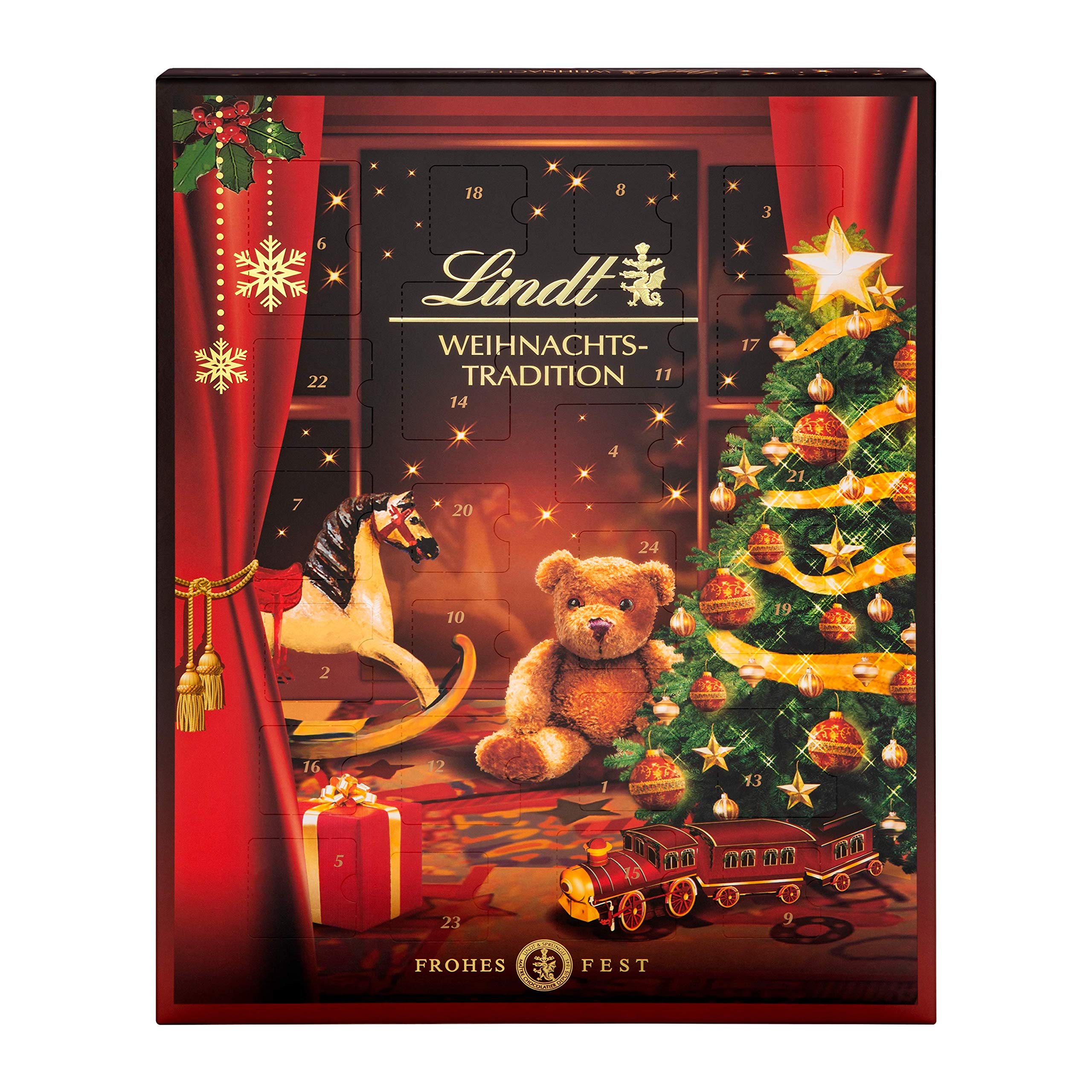 Lindt Schokolade Weihnachts Tradition Adventskalender 2025 | 253 g | 24 verschiedene Pralinen- und Schokoladen Überraschungen | Schokolade für die Weihnachtszeit | Schokoladen-Geschenk Schokolade 253 g (1er Pack) Angebot bei HelloDeals