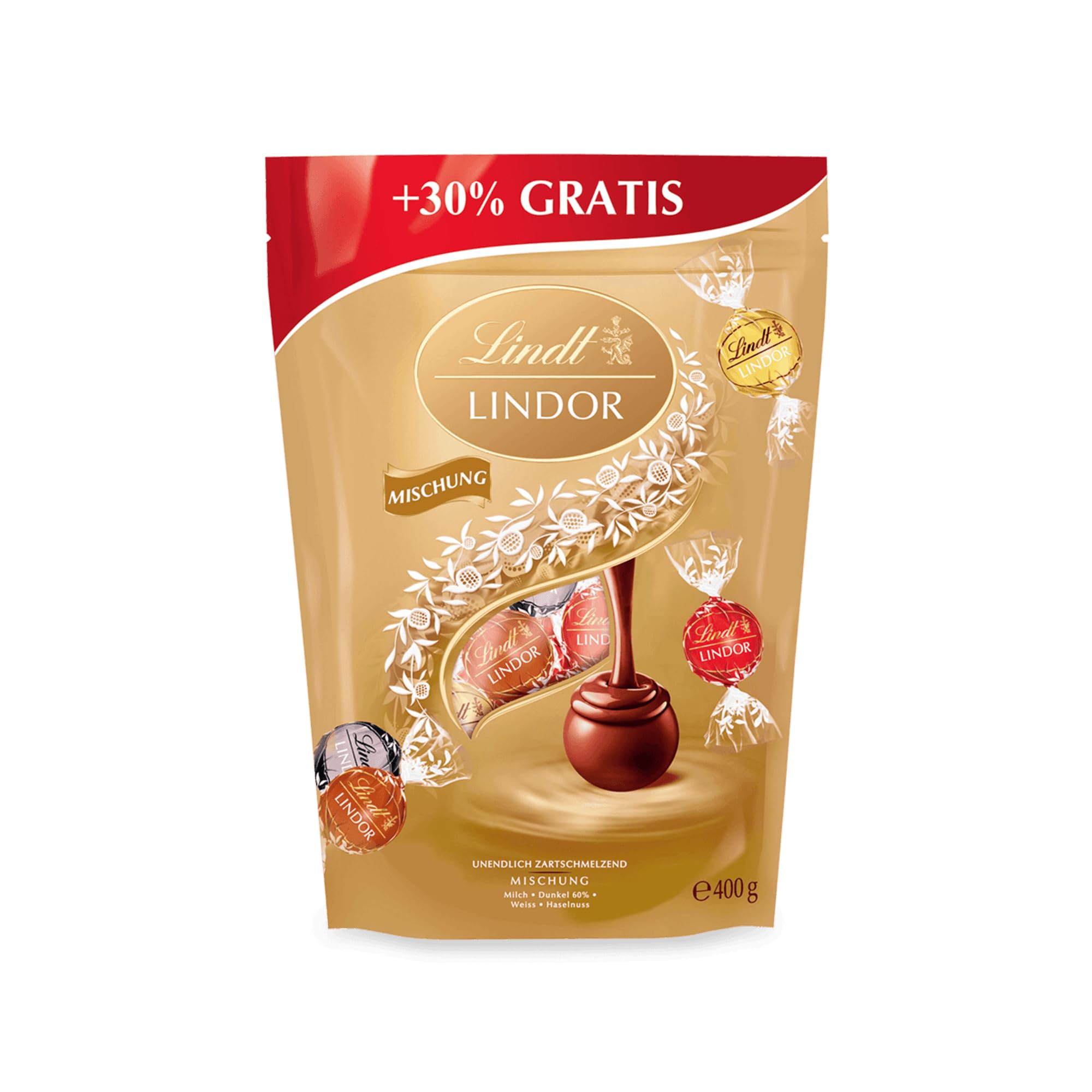 Lindt Schokolade LINDOR Kugeln Mischung | 399g | Ca. 30 Schokoladen Kugeln Vollmilch-, weiße und dunkle Schokolade mit zartschmelzender Füllung | Pralinengeschenk | Schokoladengeschenk Angebot bei HelloDeals