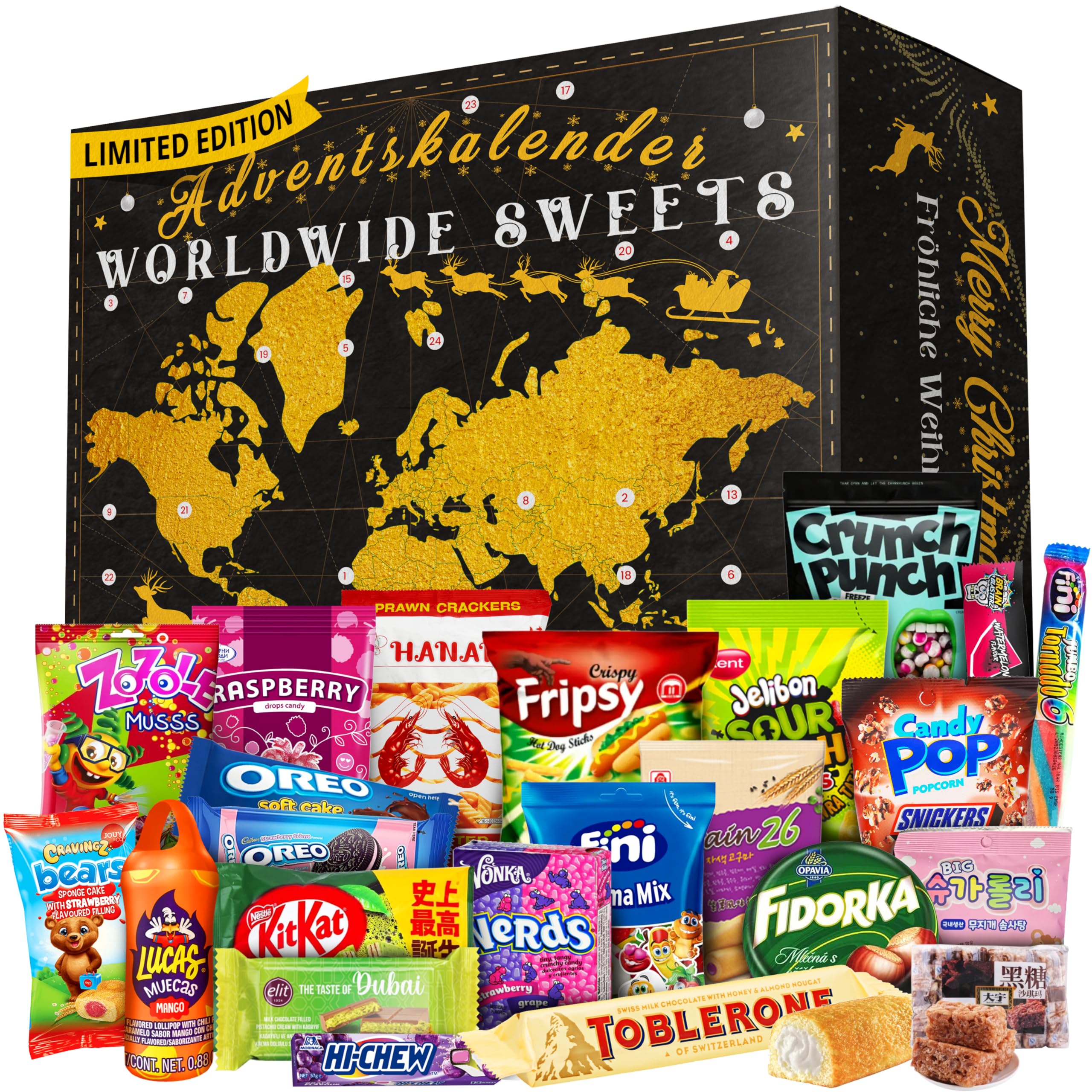 Worldwide Sweets Adventskalender 2025 – 24 Süßigkeiten aus aller Welt – Exotische & internationale Leckereien – Limited Edition Weihnachtskalender für Naschkatzen & Foodies Angebot bei HelloDeals