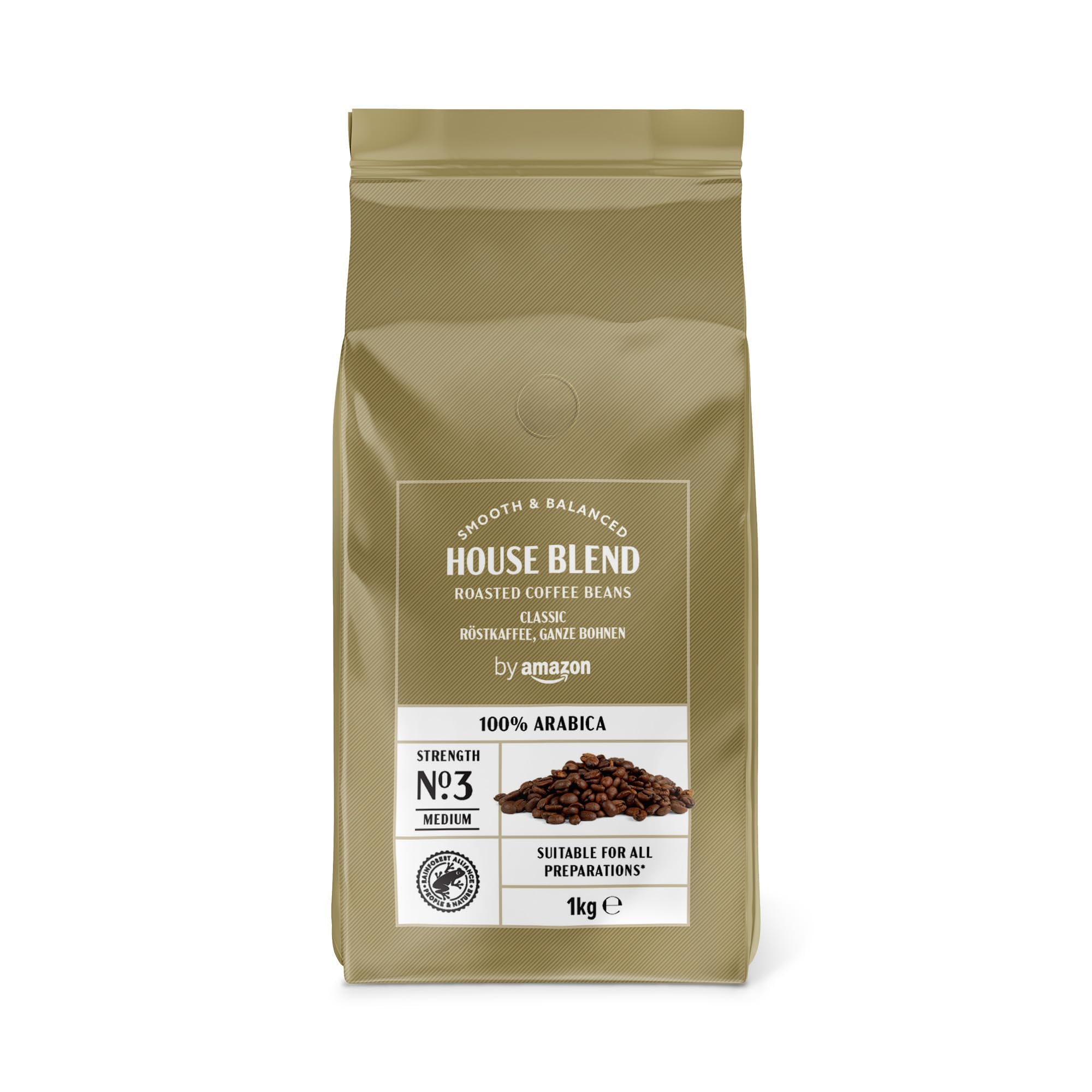 by Amazon House Blend Kaffeebohnen, mittelgeröstet, 1 kg, Rainforest Alliance zertifiziert House Blend 1 kg (1er Pack) Angebot bei HelloDeals