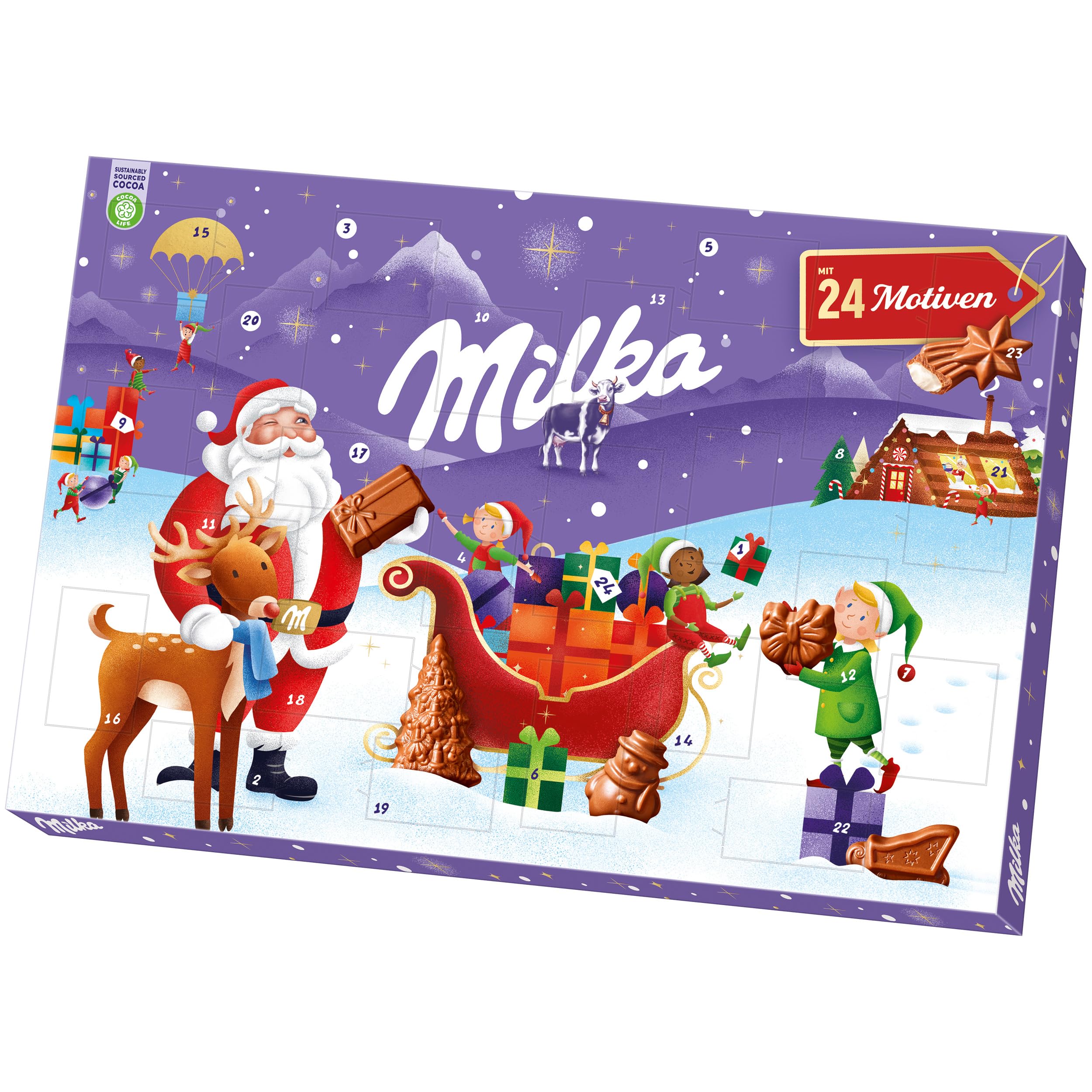 Milka Adventskalender mit gefüllten Schokofiguren aus Alpenmilch-Schokolade & Milchcrème – 24 Türchen – 200g Adventskalender 200 g (1er Pack) Angebot bei HelloDeals