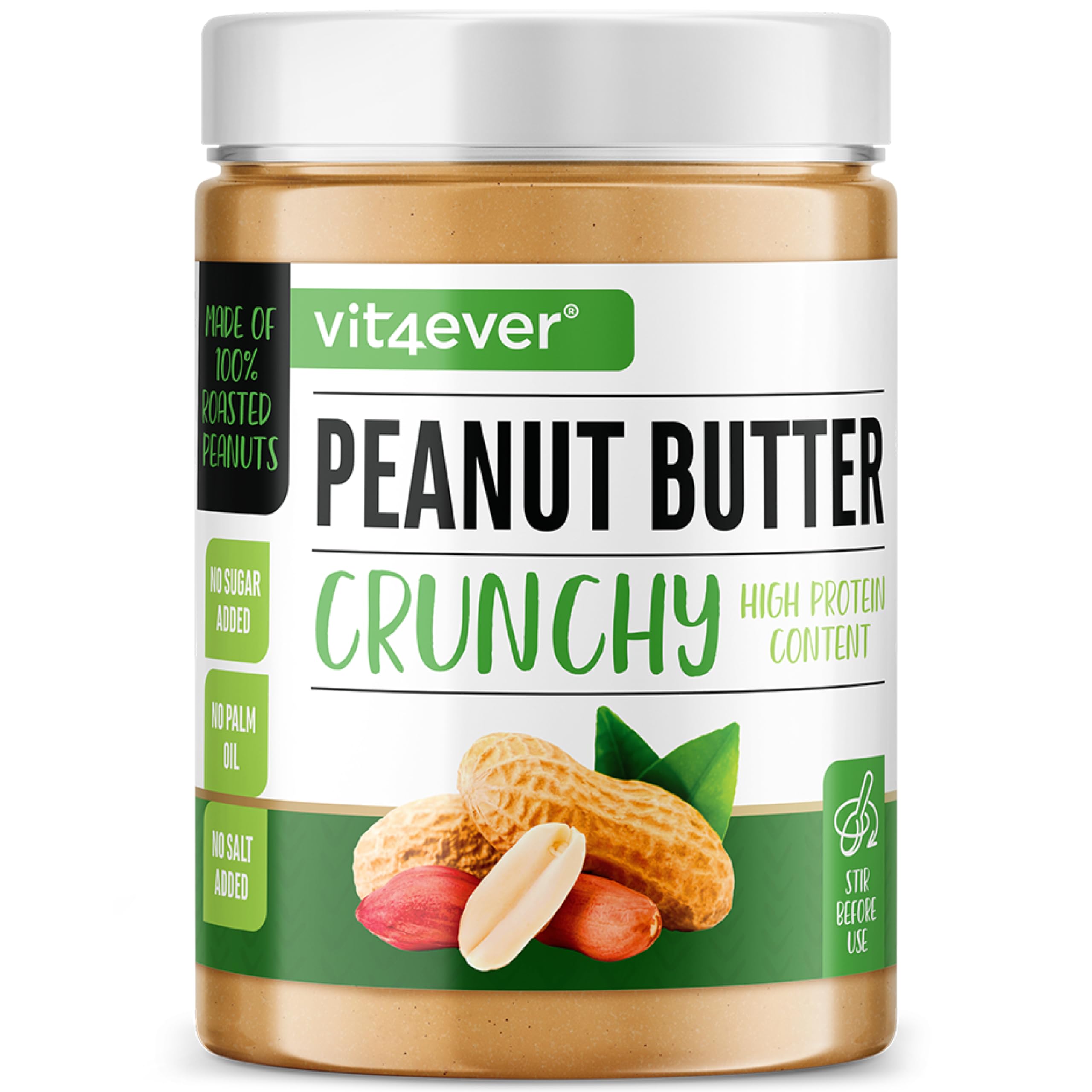 Erdnussbutter Crunchy - 1kg natürliche Peanut Butter Ohne Zusätze - High Protein - Erdnussmus ohne Zusätze von Salz, Öl oder Palmfett - Vegan Crunchy 1 kg (1er Pack) Angebot bei HelloDeals