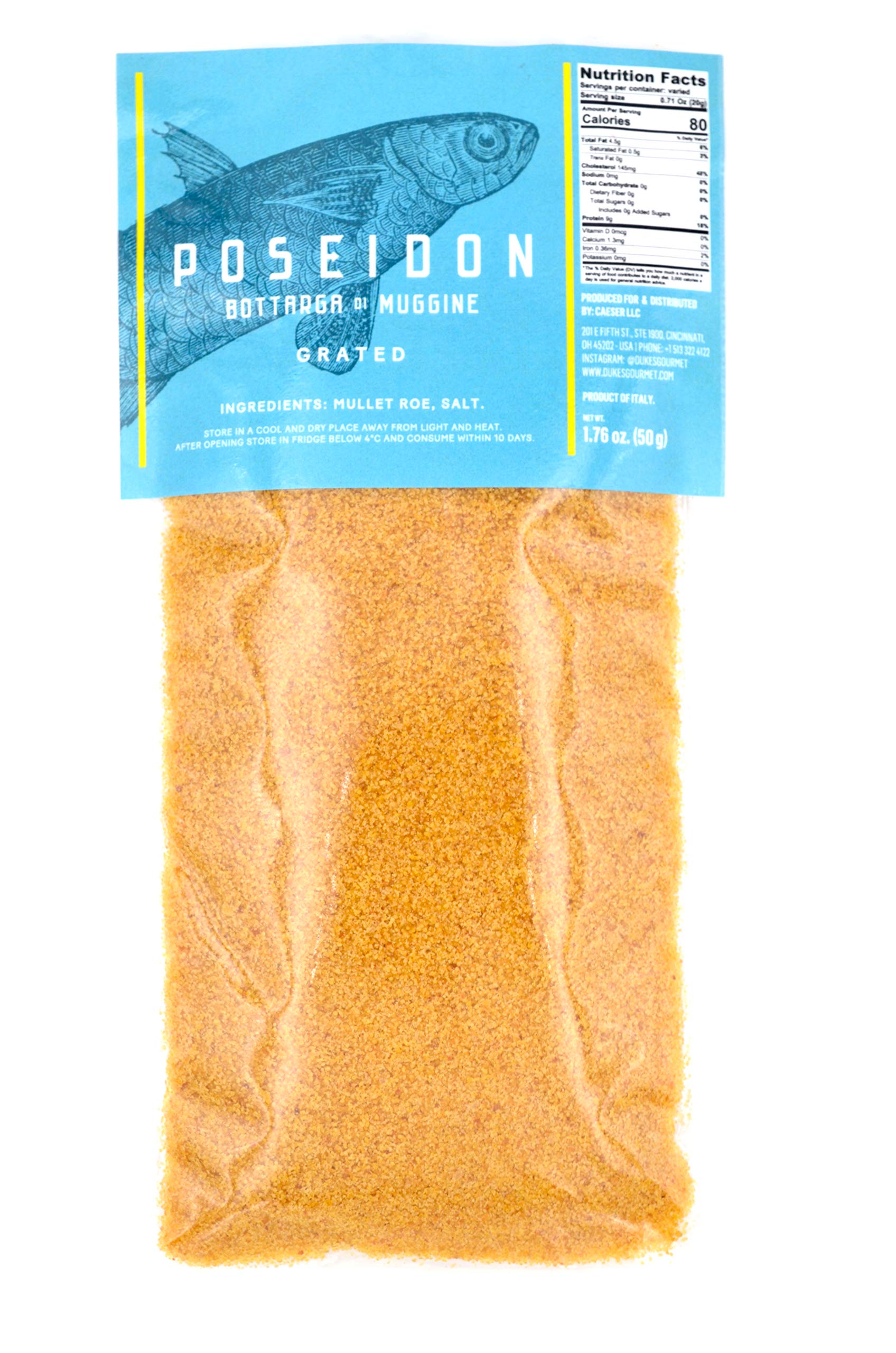 Poseidon Geriebene Bottarga (Gepökeltes Wildböse Meeräsche) Mediterranes Superfood aus Sardinien, Italienisches Produkt [50g] Angebot bei HelloDeals