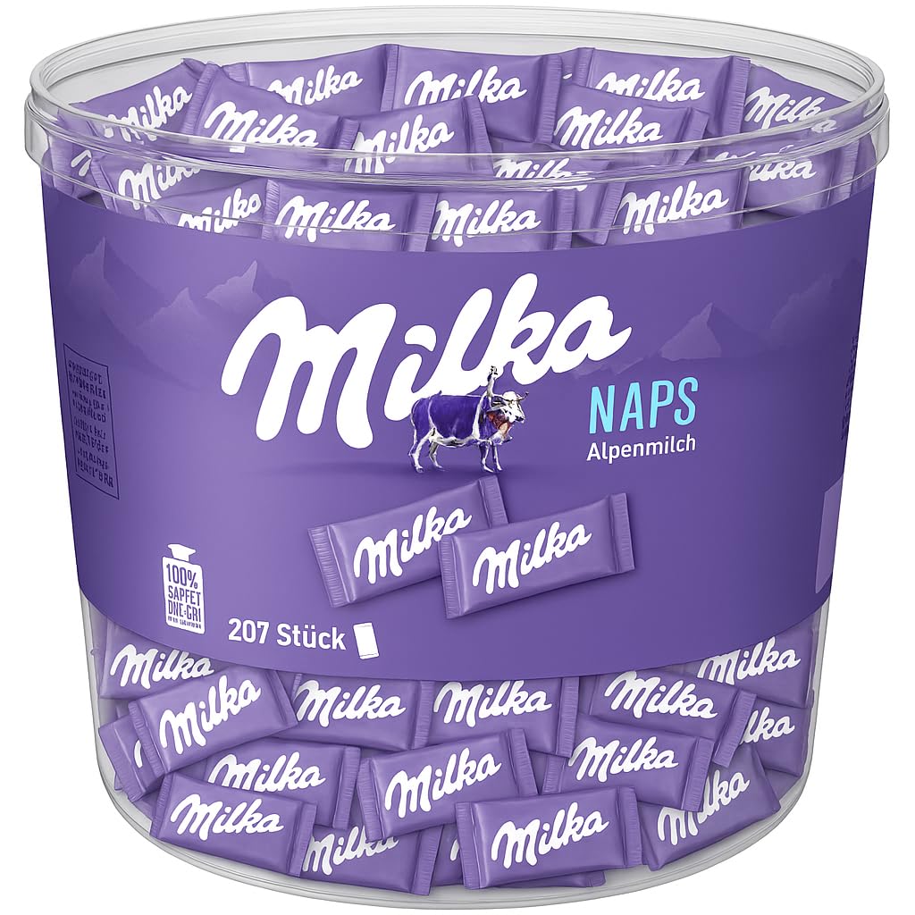 Milka Naps Alpenmilch – Mini-Schokoladentäfelchen aus zarter Alpenmilch-Schokolade – 1 x 1kg Angebot bei HelloDeals