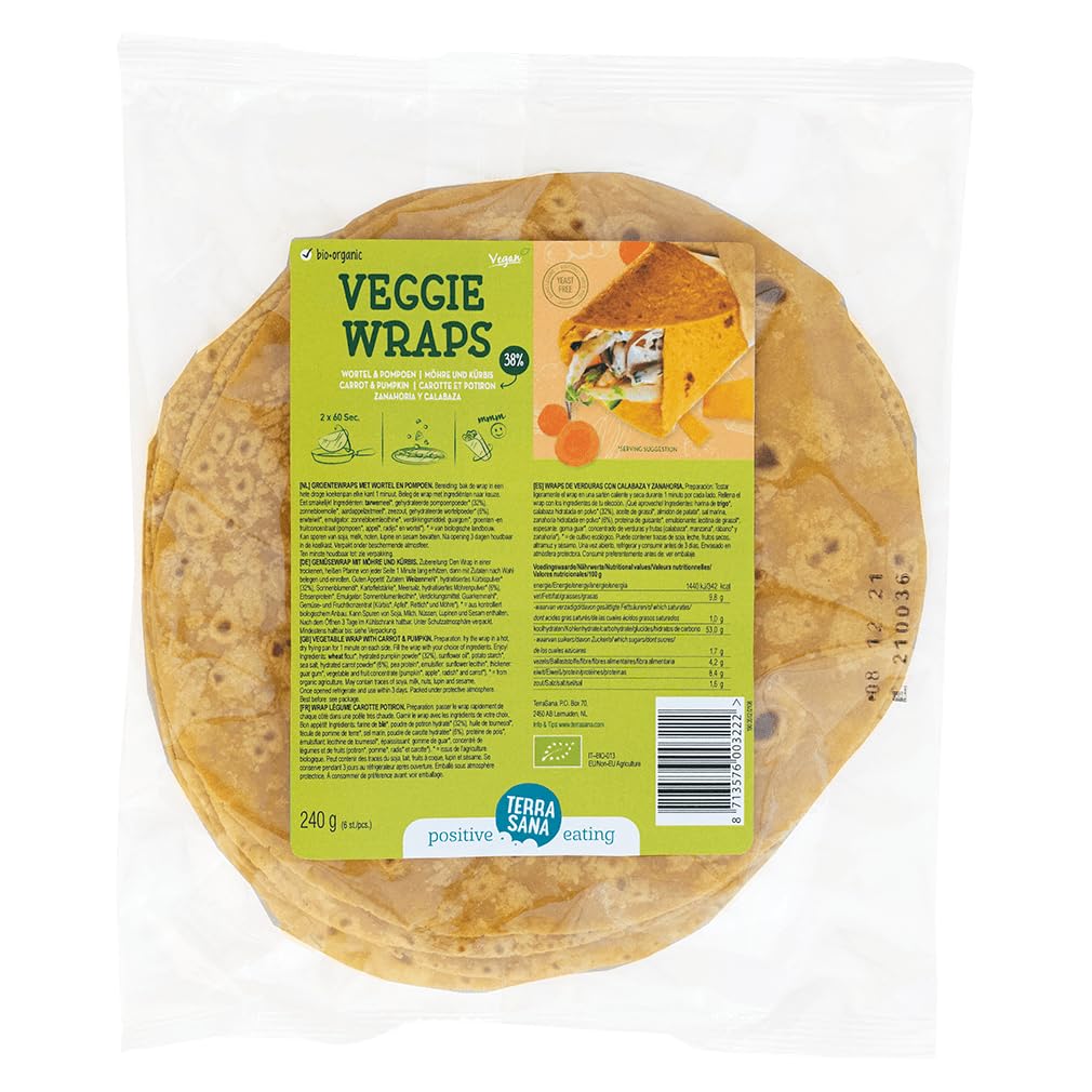 TerraSana Bio Gemüsewraps: Karotte-Kürbis-Wrap für einen vegetarischen Boost (1 x 204g) 38% Gemüse Angebot bei HelloDeals
