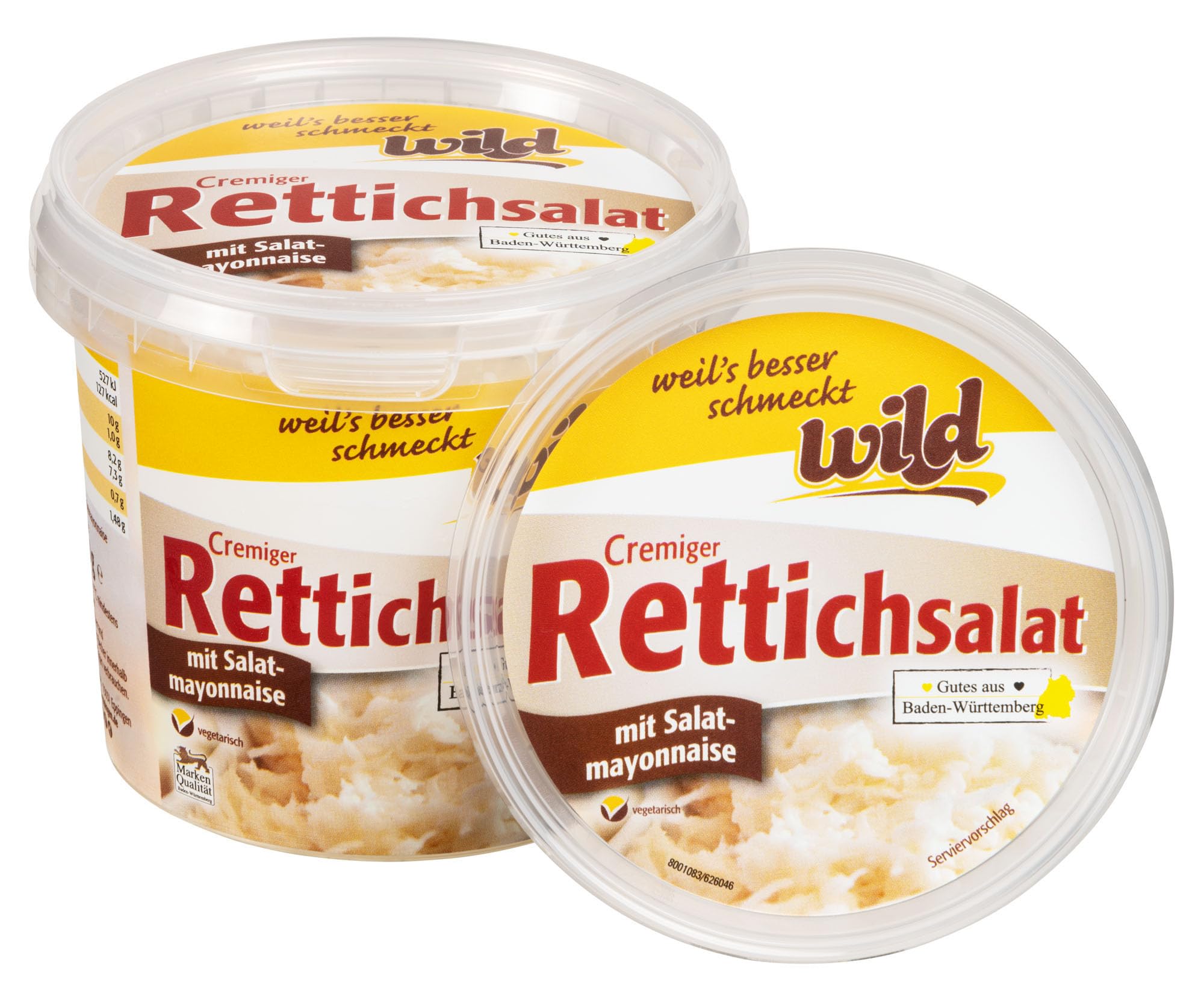 Wild - Cremiger Rettichsalat mit Salatmayonnaise, 400 g Becher, passt ausgezeichnet zu Gegrilltem, Gebratenem, Schnitzel oder als Beilage am Buffet Cremiger Rettichsalat 400g Angebot bei HelloDeals