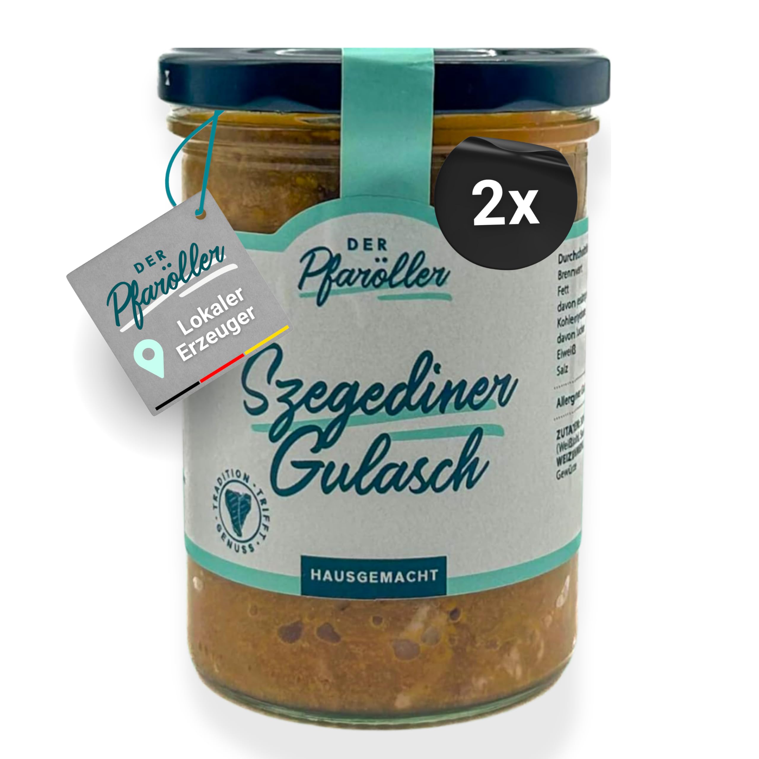 DER PFARÖLLER Szegediner Gulasch 2 Gläser á 400g – Herzhaftes Gulasch mit Schweinefleisch und Sauerkraut, fertig gekocht für schnellen Genuss, einfache Zubereitung (1er Set) Angebot bei HelloDeals