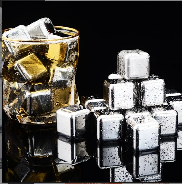 Wenrescry 8 stück 304 Edelstahl Eiswürfel Wiederverwendbar - Schnellgefrierende Eiswürfel mit Silikon-Eiszange - Wiederverwendbare Eiswürfel für Getränke, Cocktails und mehr Angebot bei HelloDeals