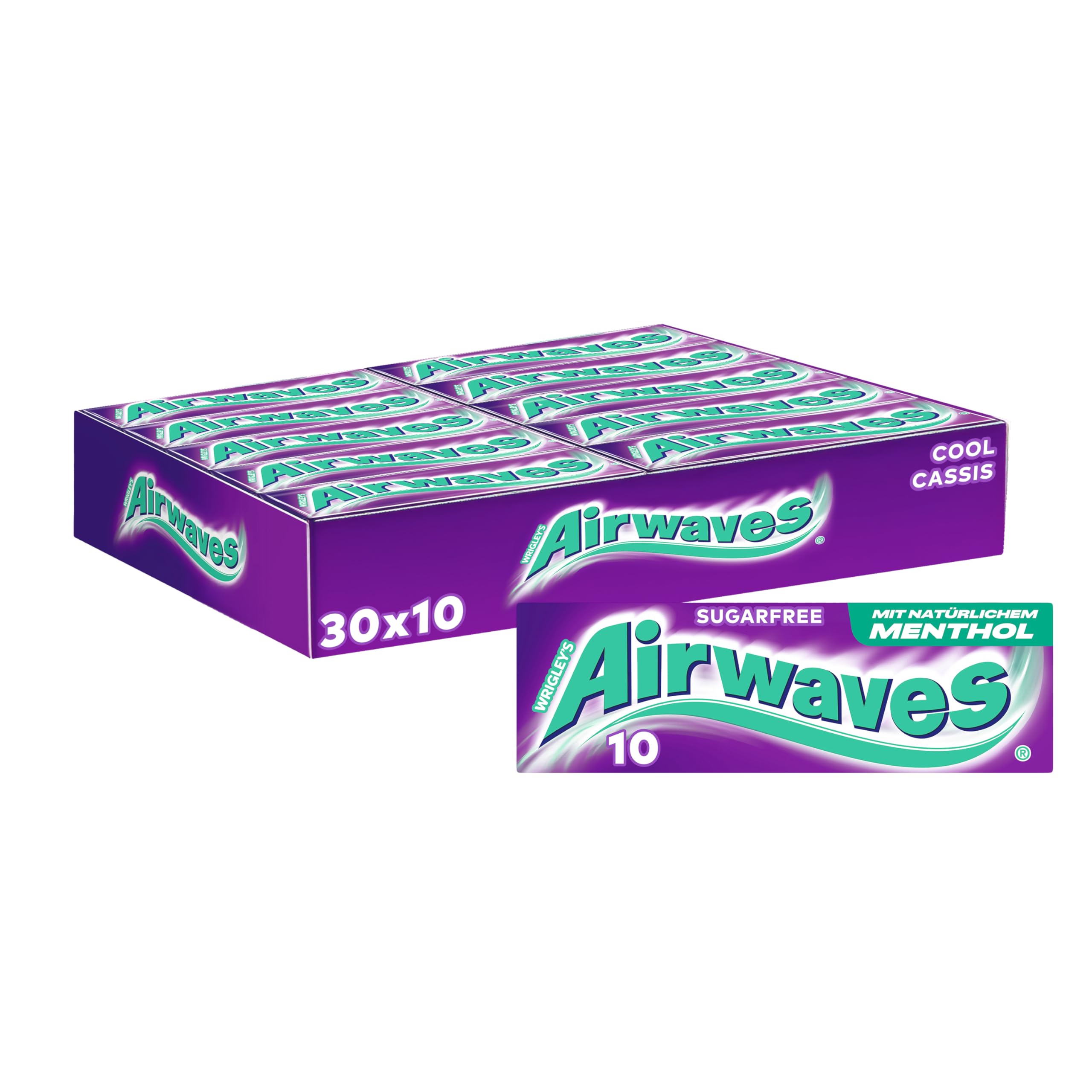 Airwaves Kaugummi Zuckerfrei, Cool Cassis Gum, 30 x 10 Dragees, Großpackung Chewing Gum, Mit Natürlichem Menthol, Kaugummi ohne Zucker mit Minz Frische (300 Dragees) Angebot bei HelloDeals