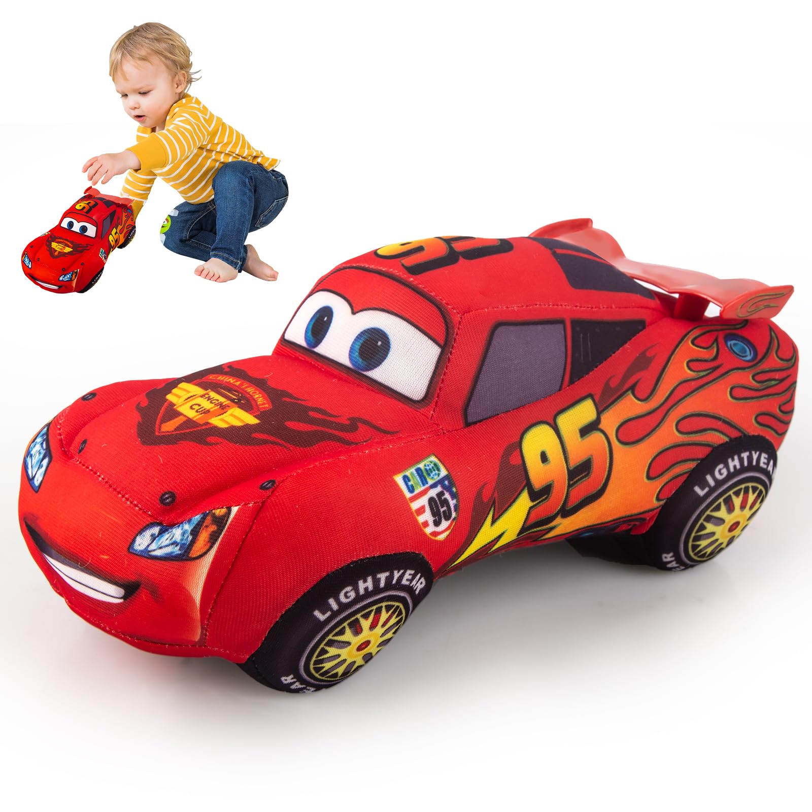 Auto Plüschtiere- 25CM Cars Plüschtier Lightning Plüschfigur Lightning Plüsch Cars Racer Plüschpuppe Cartoon Cars Plush Toy Flauschiges Stofftier Cars Kuscheltie für Kinder Jungen Babys Geschenke Angebot bei HelloDeals